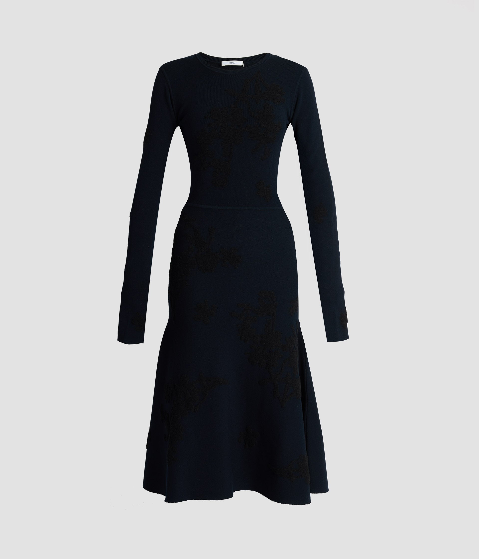 Jacquard Long Sleeve Midi Knit Dress