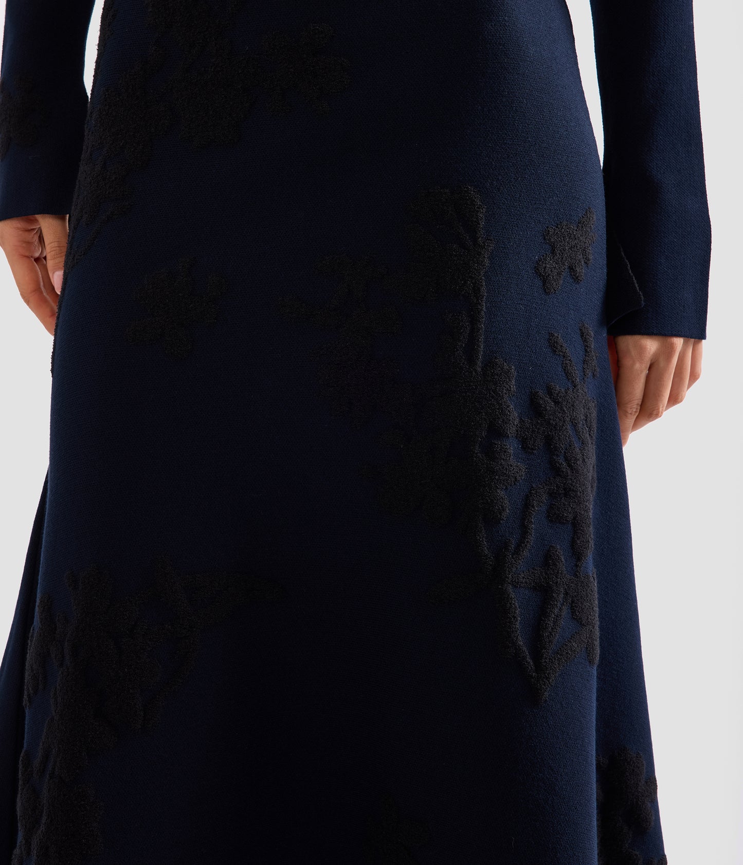 Jacquard Long Sleeve Midi Knit Dress