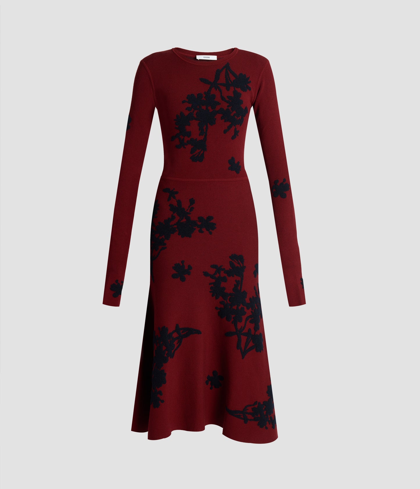 Jacquard Long Sleeve Midi Knit Dress
