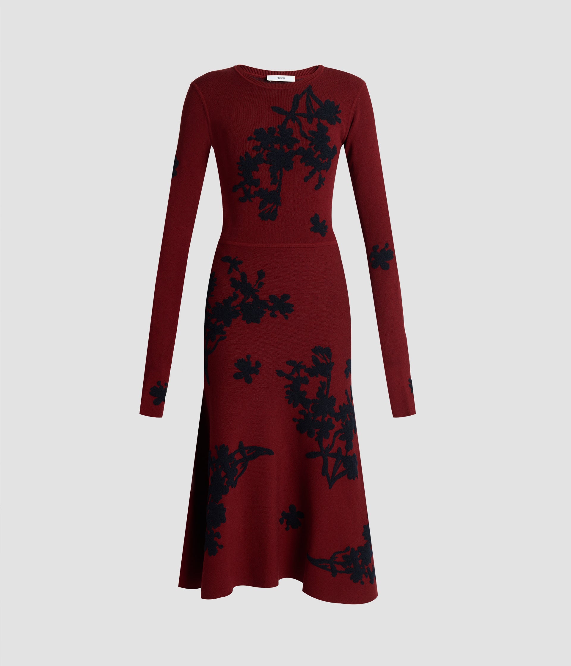 Jacquard Long Sleeve Midi Knit Dress