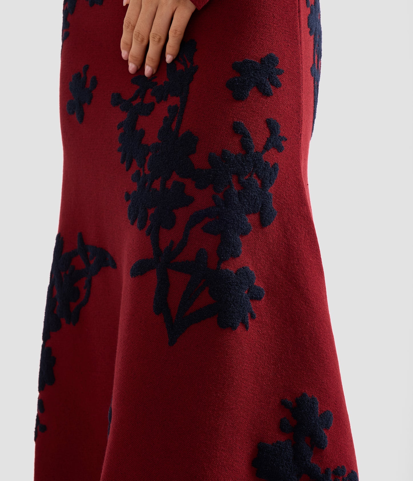 Jacquard Long Sleeve Midi Knit Dress