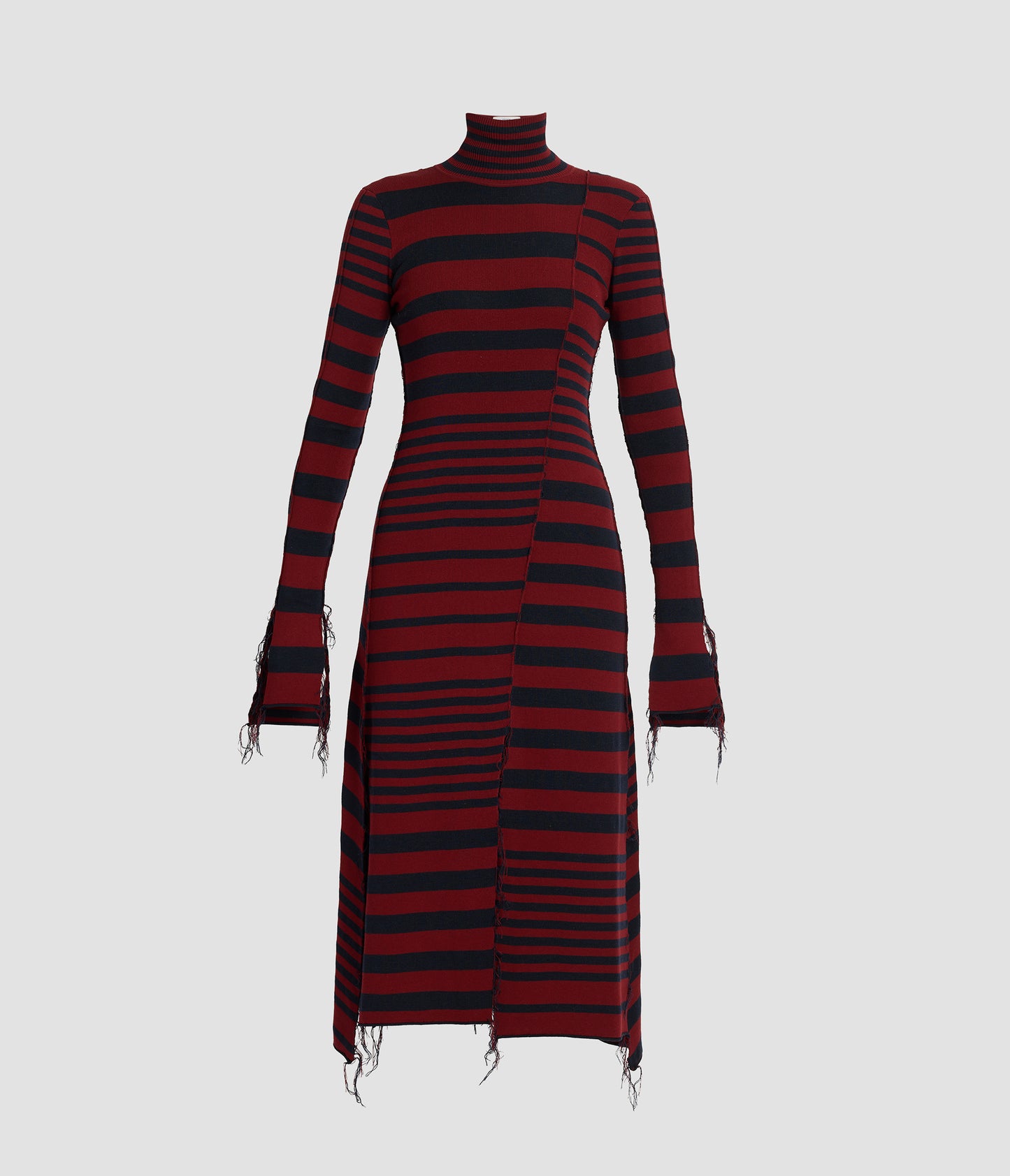 Stripe Fitted Midi Knit Dress