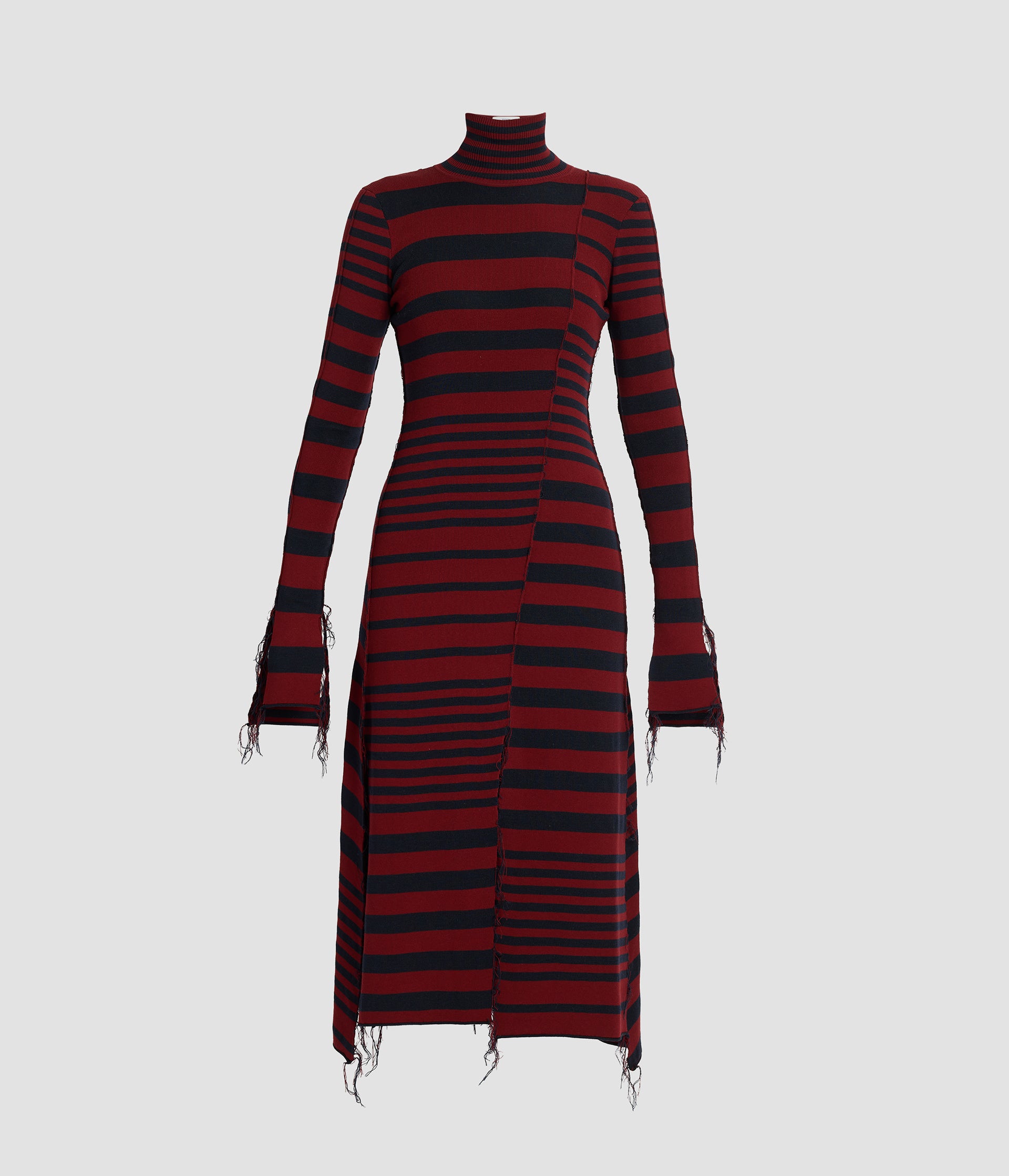 Stripe Fitted Midi Knit Dress