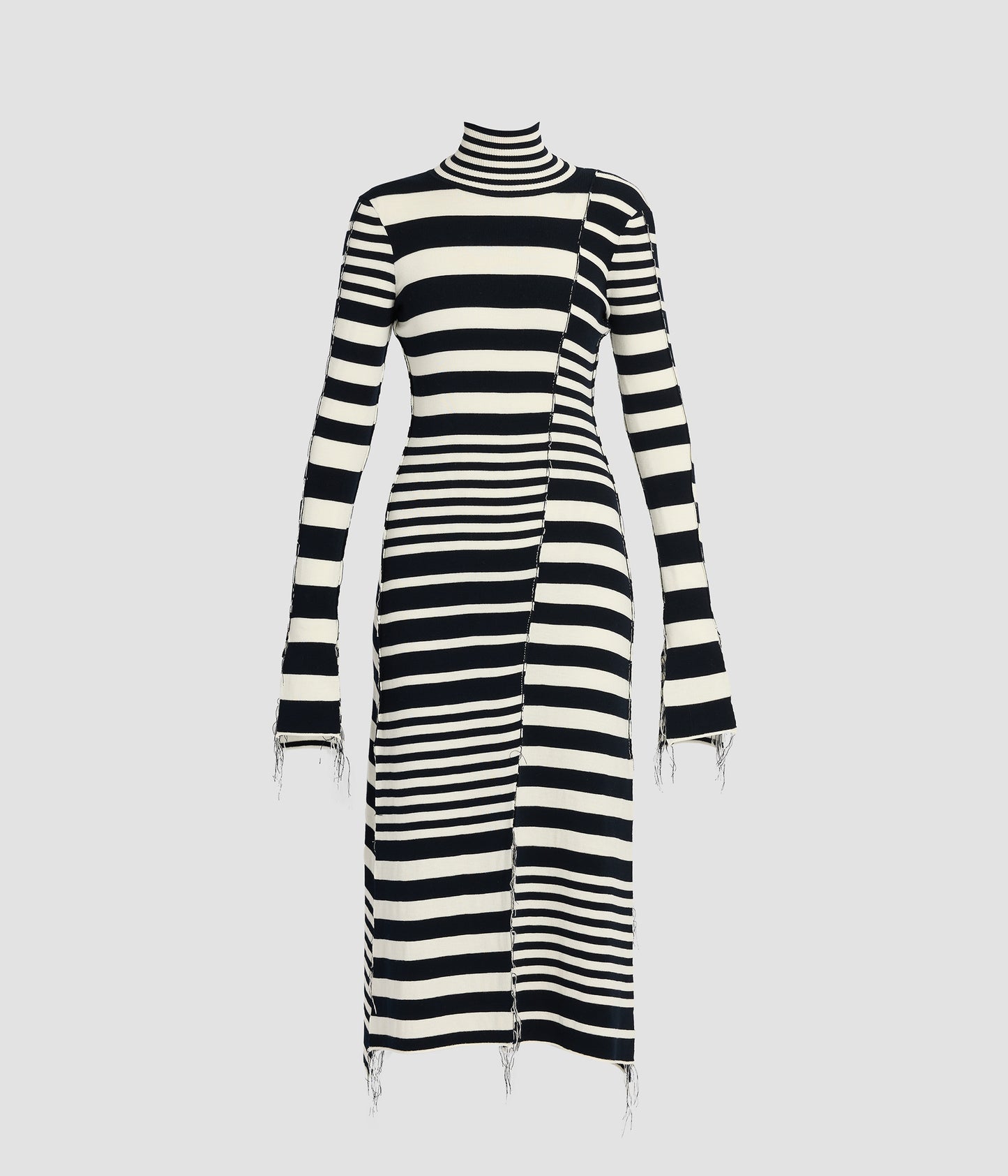 Stripe Fitted Midi Knit Dress