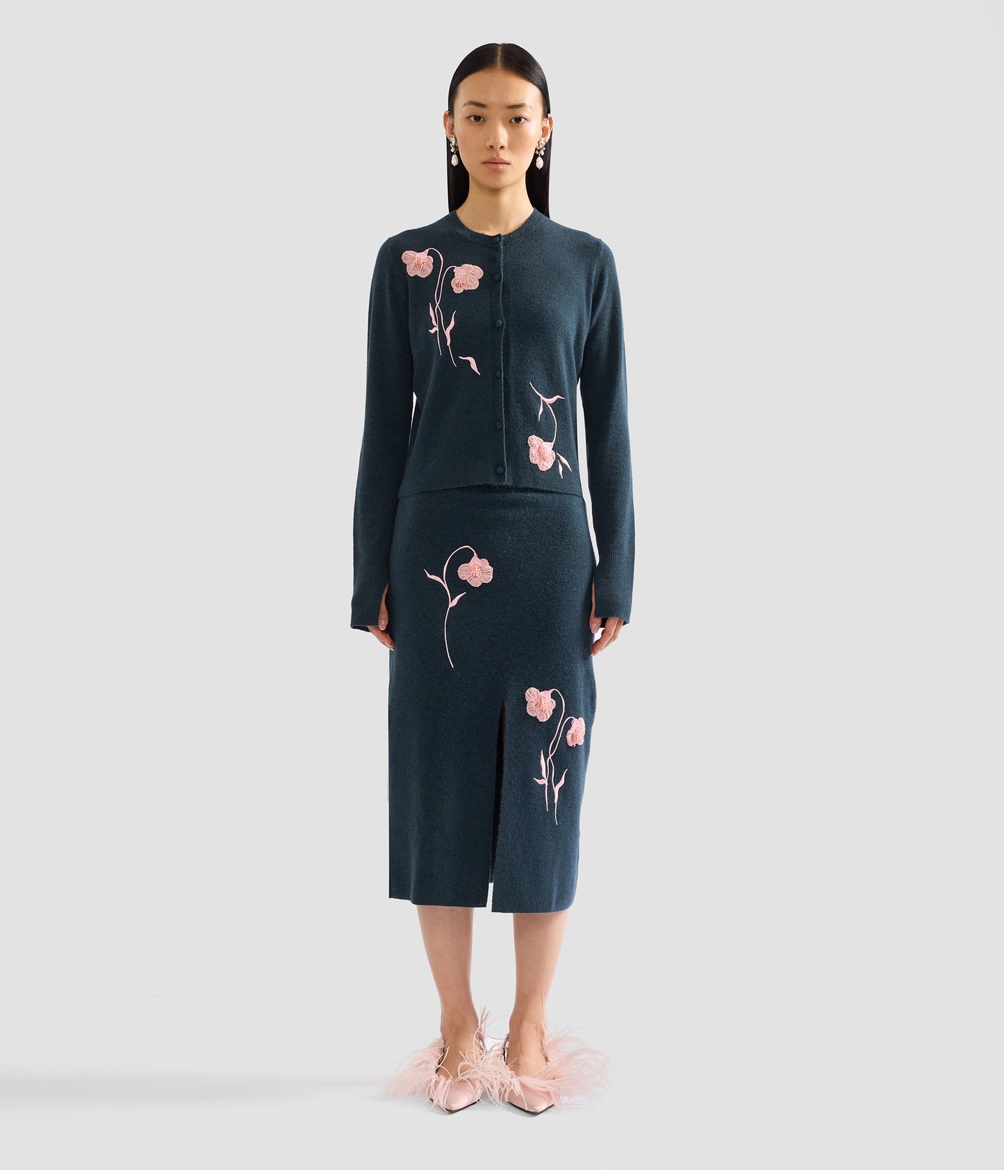 Embroidered Fitted Cardigan