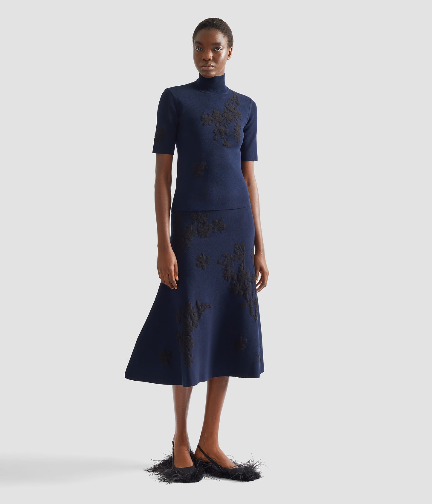 Jacquard Midi Knit Skirt