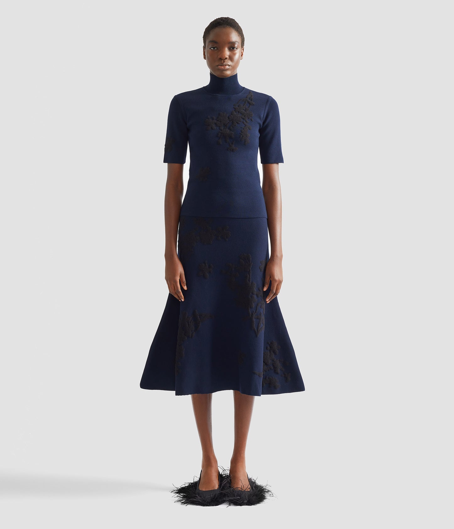 Jacquard Midi Knit Skirt