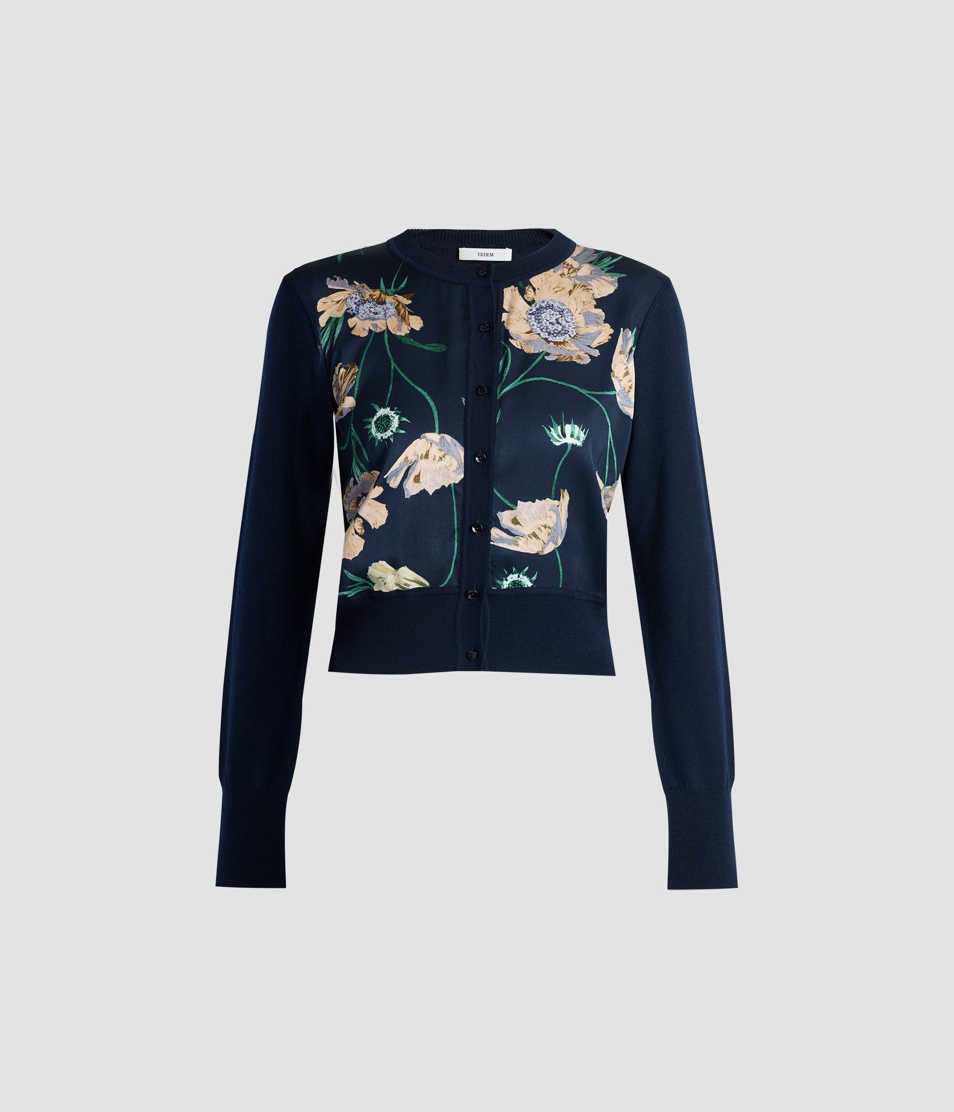 Floral Print Panel Cropped Cardigan