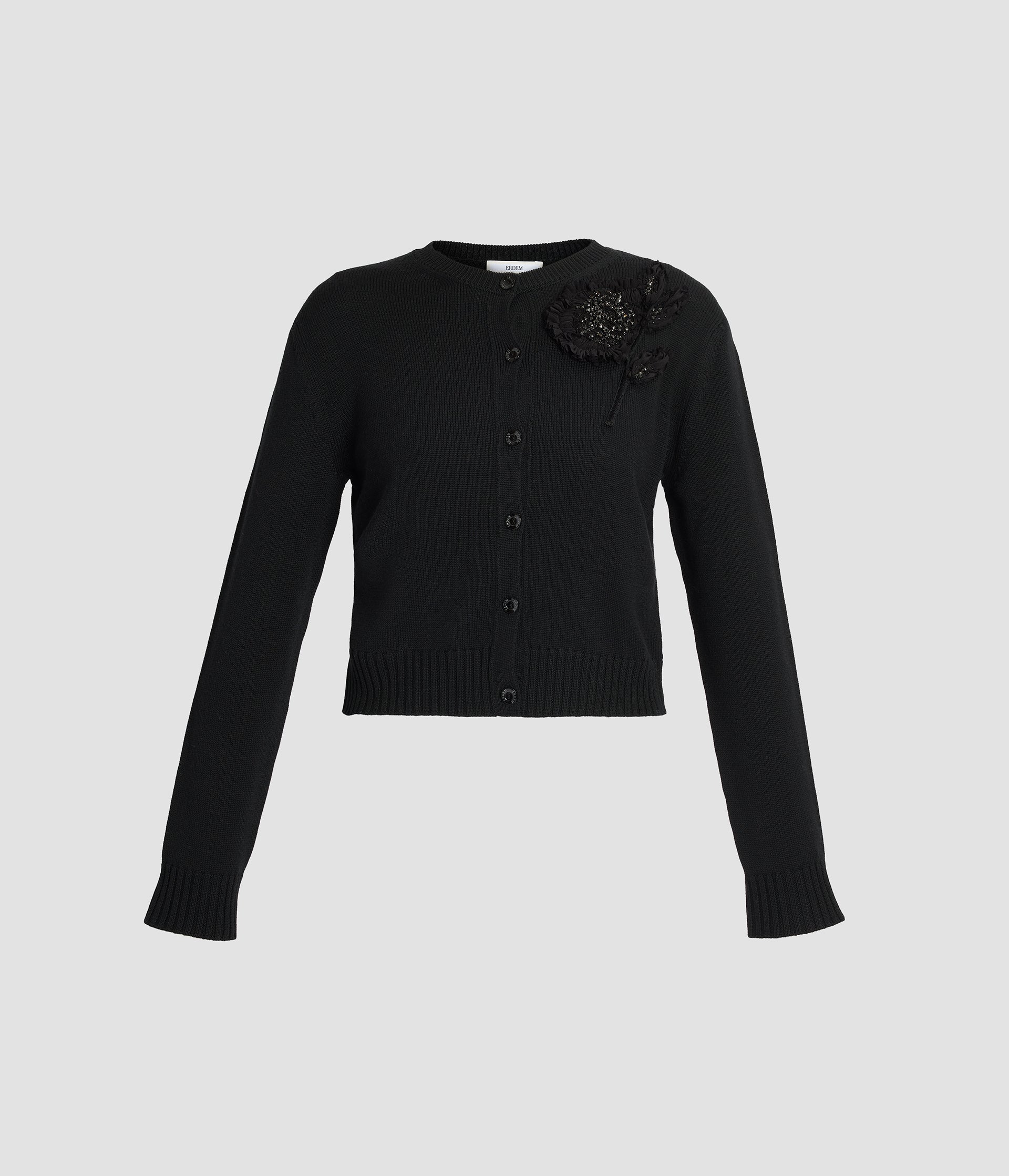 Embellished Merino Wool Cardigan