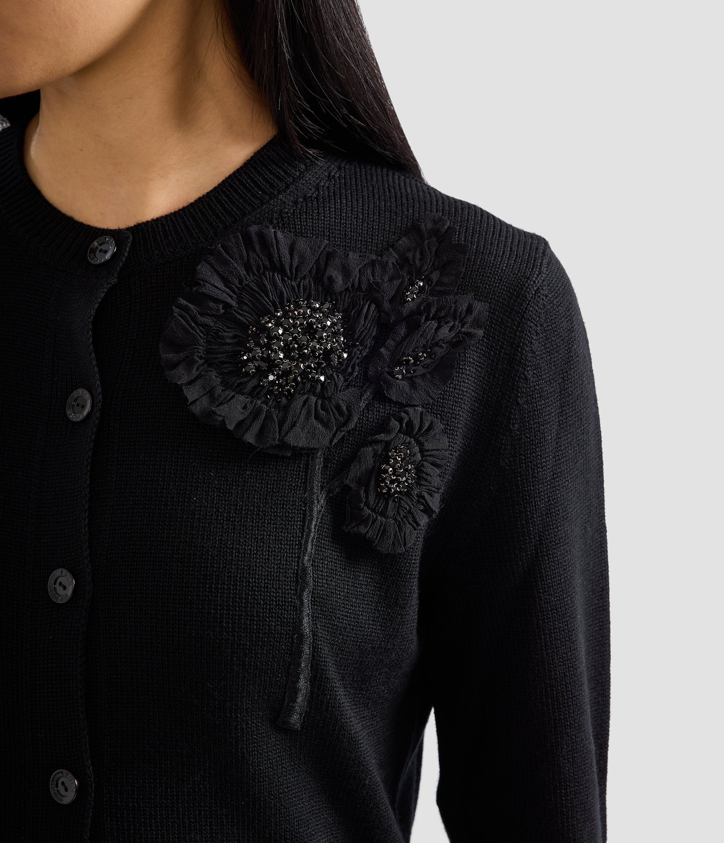 Embellished Merino Wool Cardigan