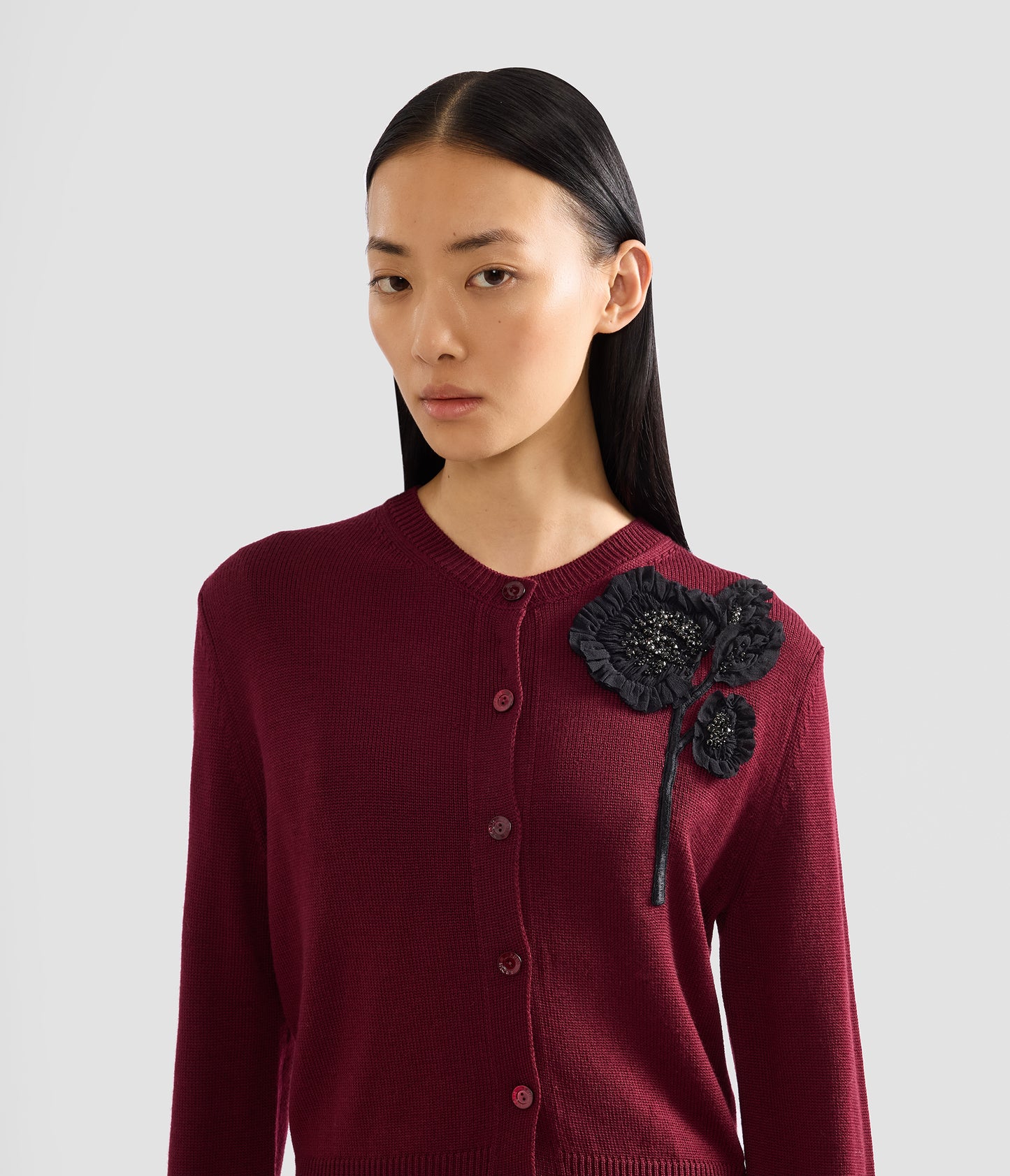 Embellished Merino Wool Cardigan
