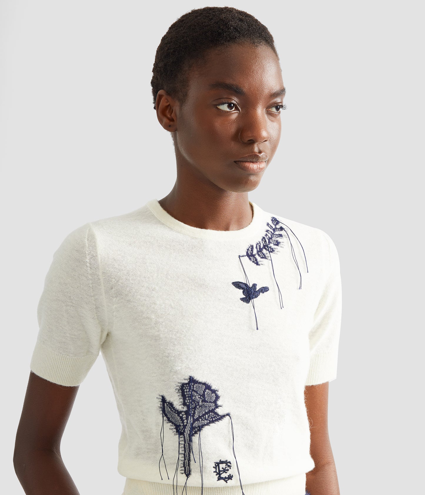 Fine Alpaca Blend Short Sleeve Crew Jumper