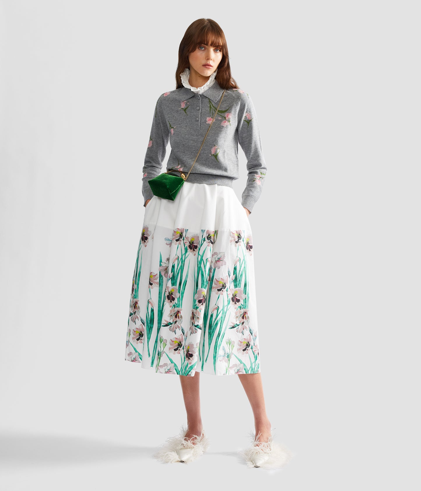 Merino Wool Floral Knit Jumper