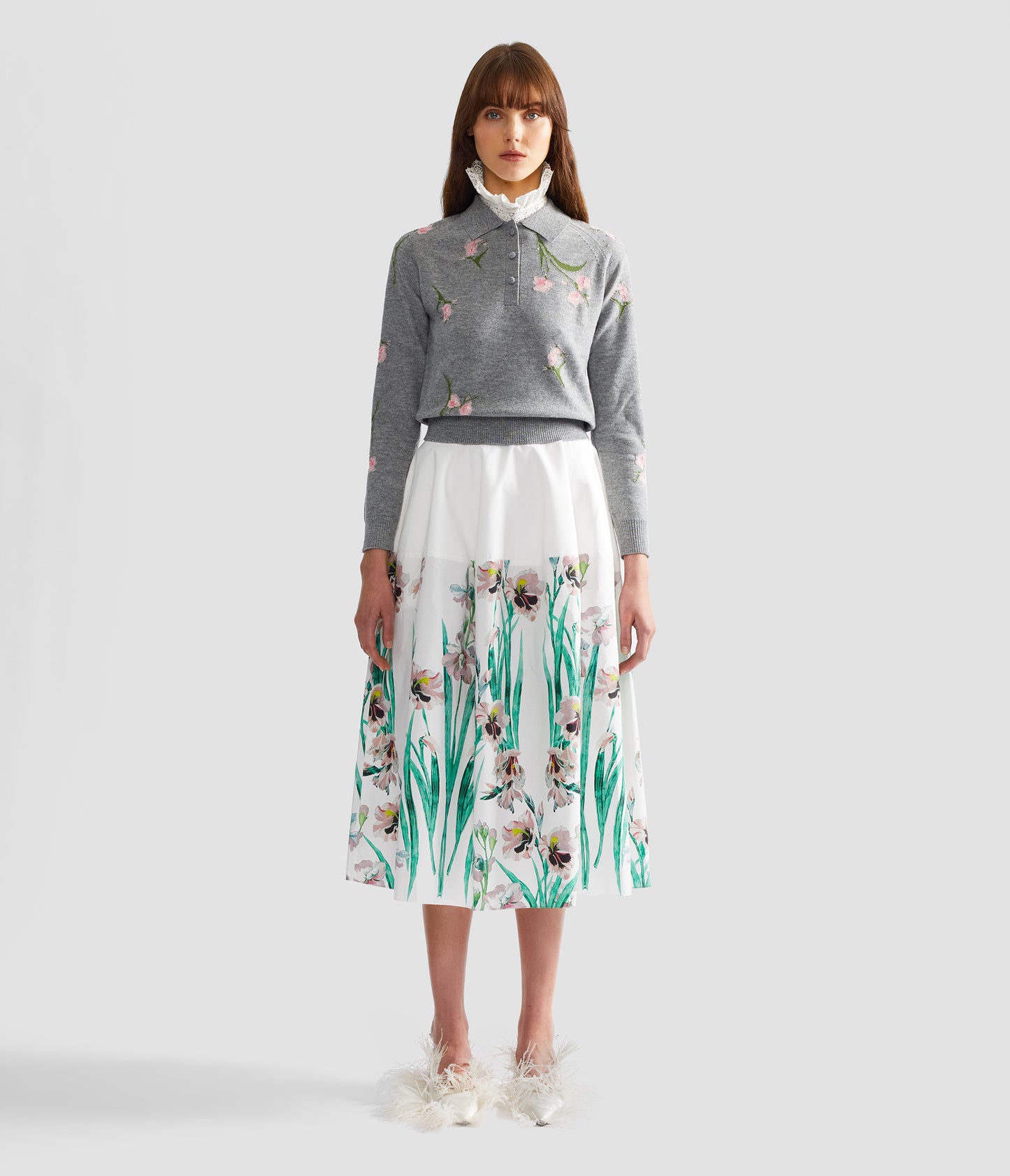 Merino Wool Floral Knit Jumper