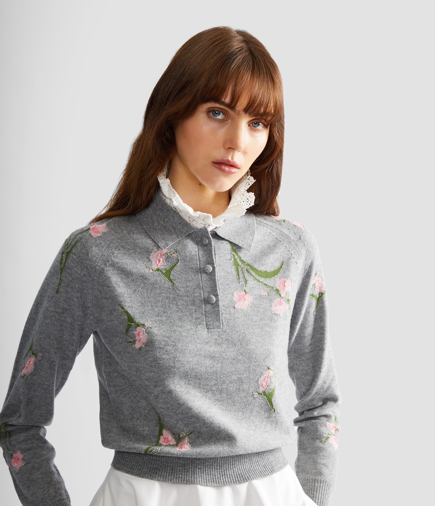 Merino Wool Floral Knit Jumper