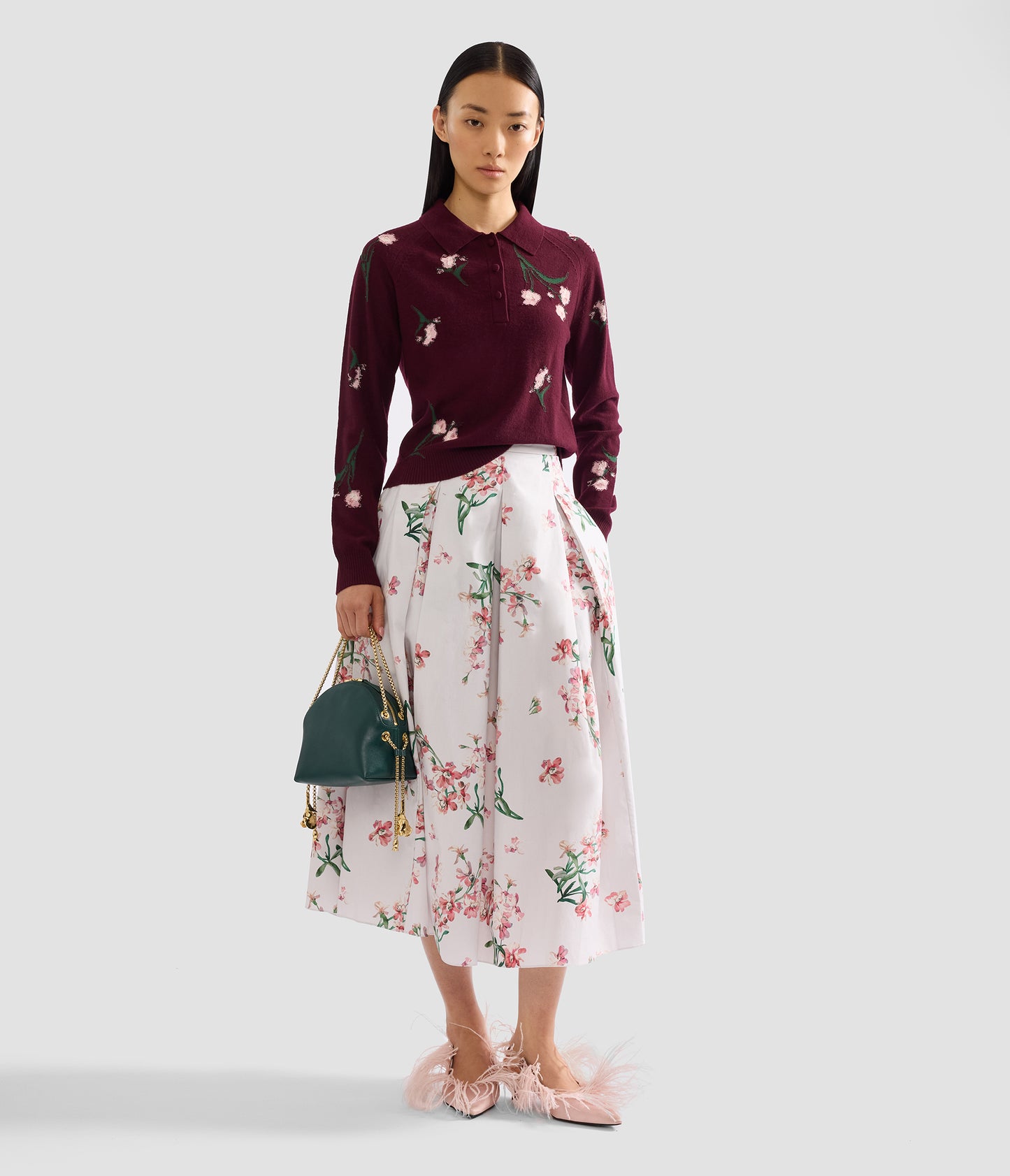 Merino Wool Floral Knit Jumper