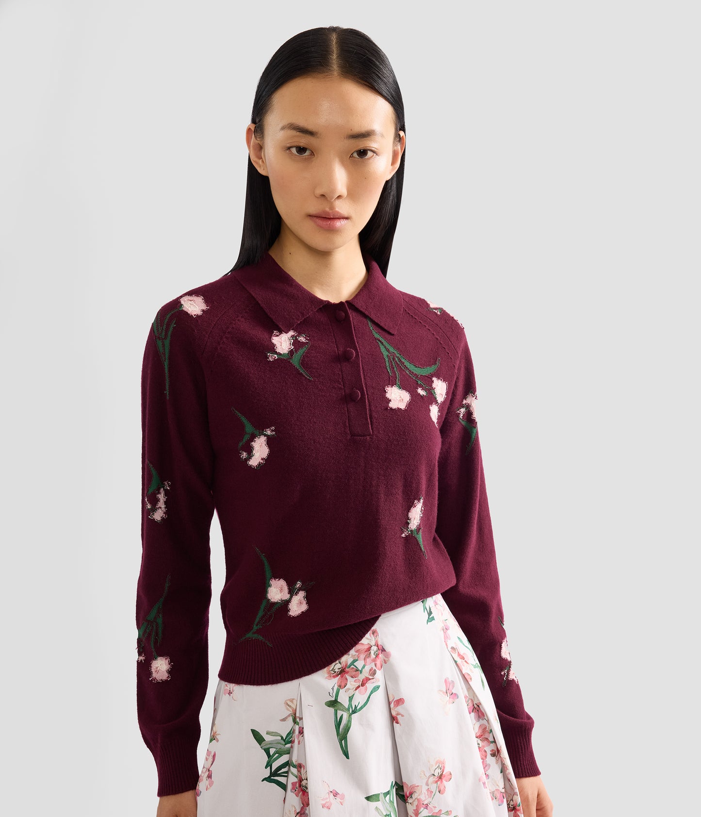 Merino Wool Floral Knit Jumper