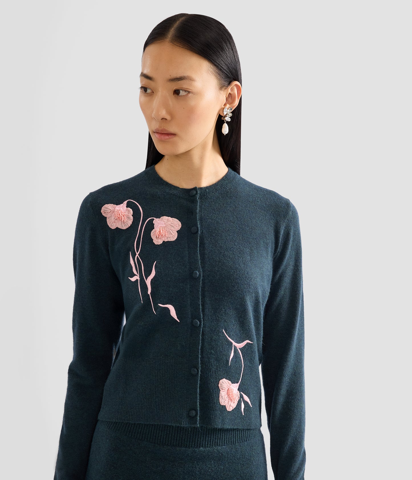 Embroidered Fitted Cardigan