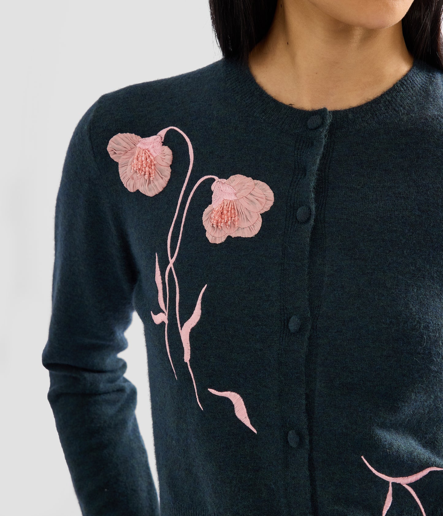 Embroidered Fitted Cardigan