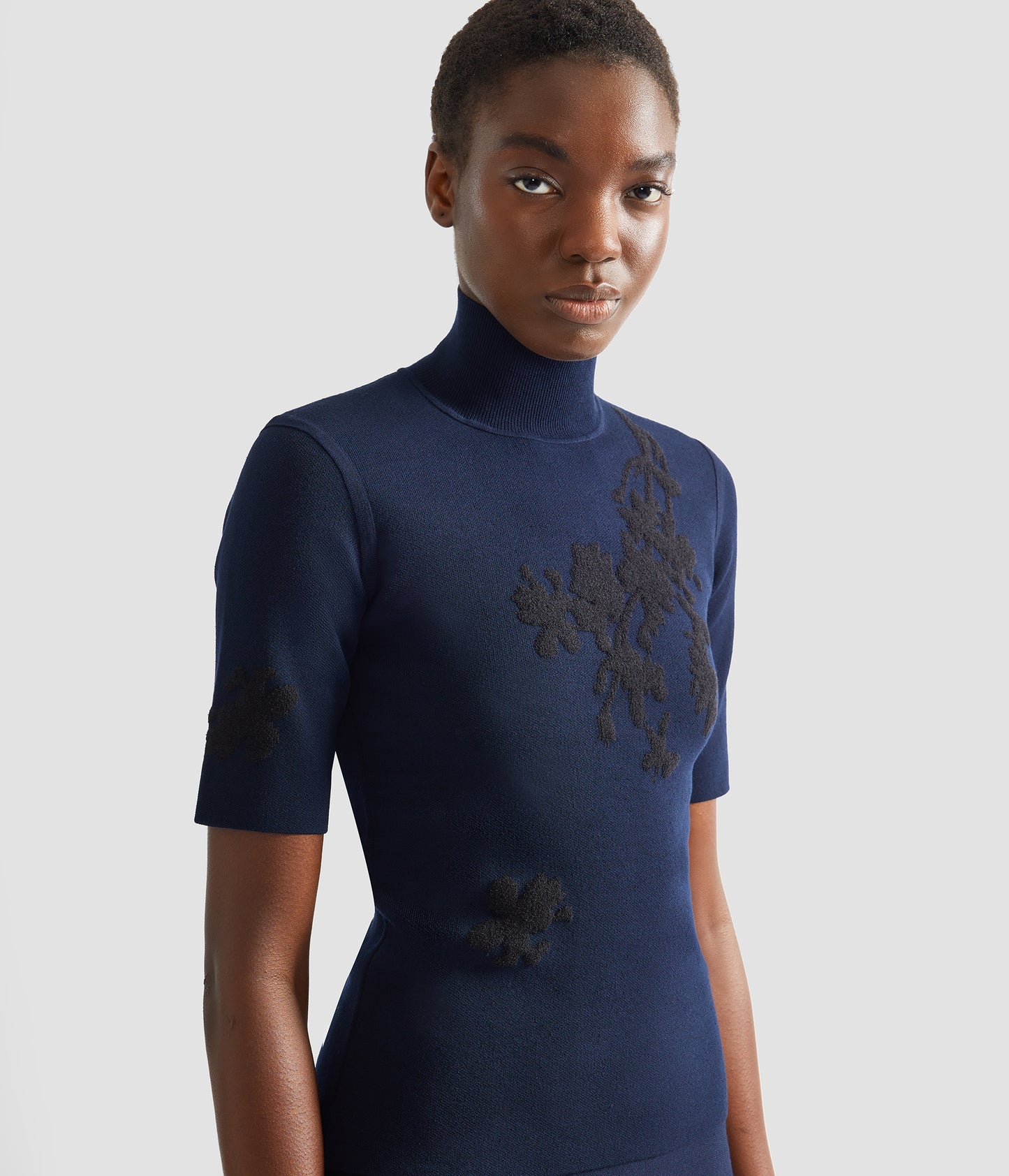 Jacquard Short Sleeve Knit Top