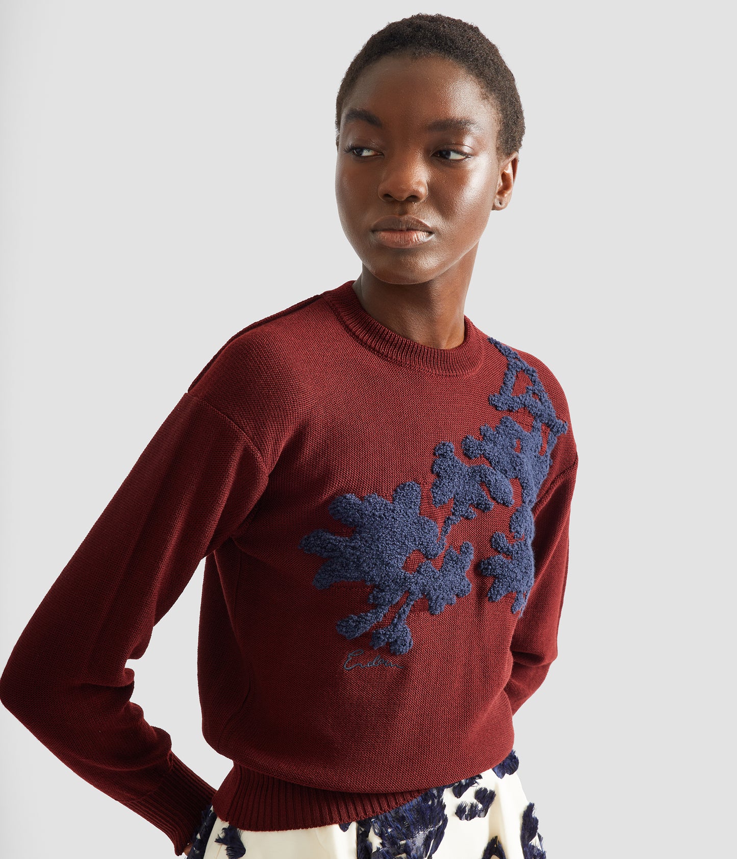 Fine Merino Wool Floral Jumper
