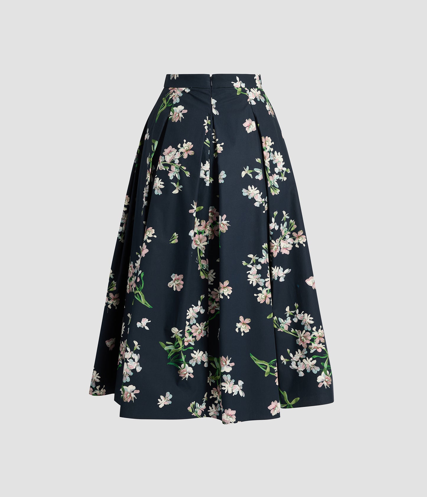 Floral Cotton Midi Pleated Skirt