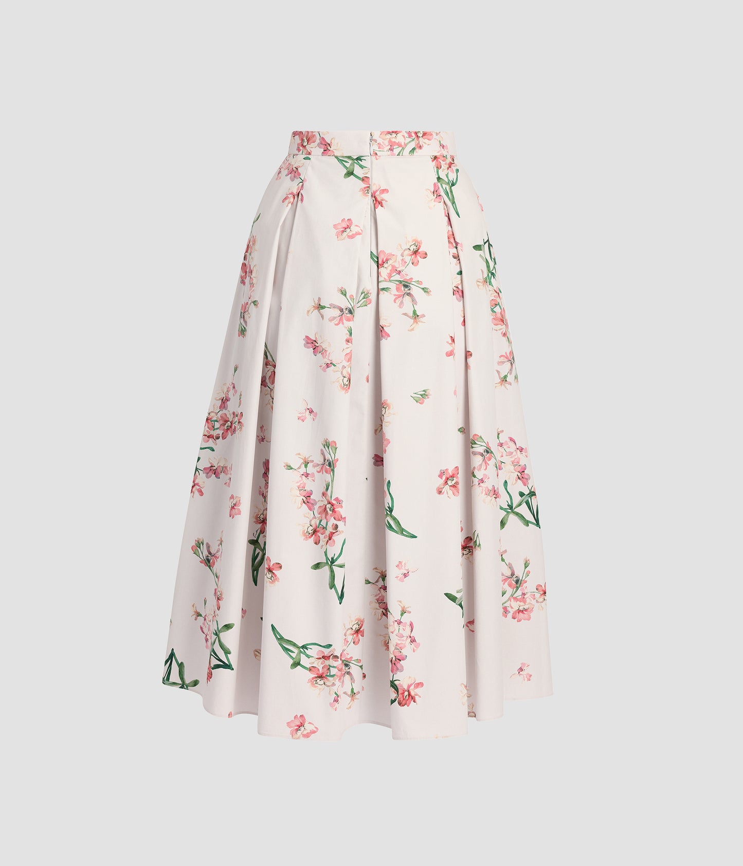 Floral Cotton Midi Pleated Skirt
