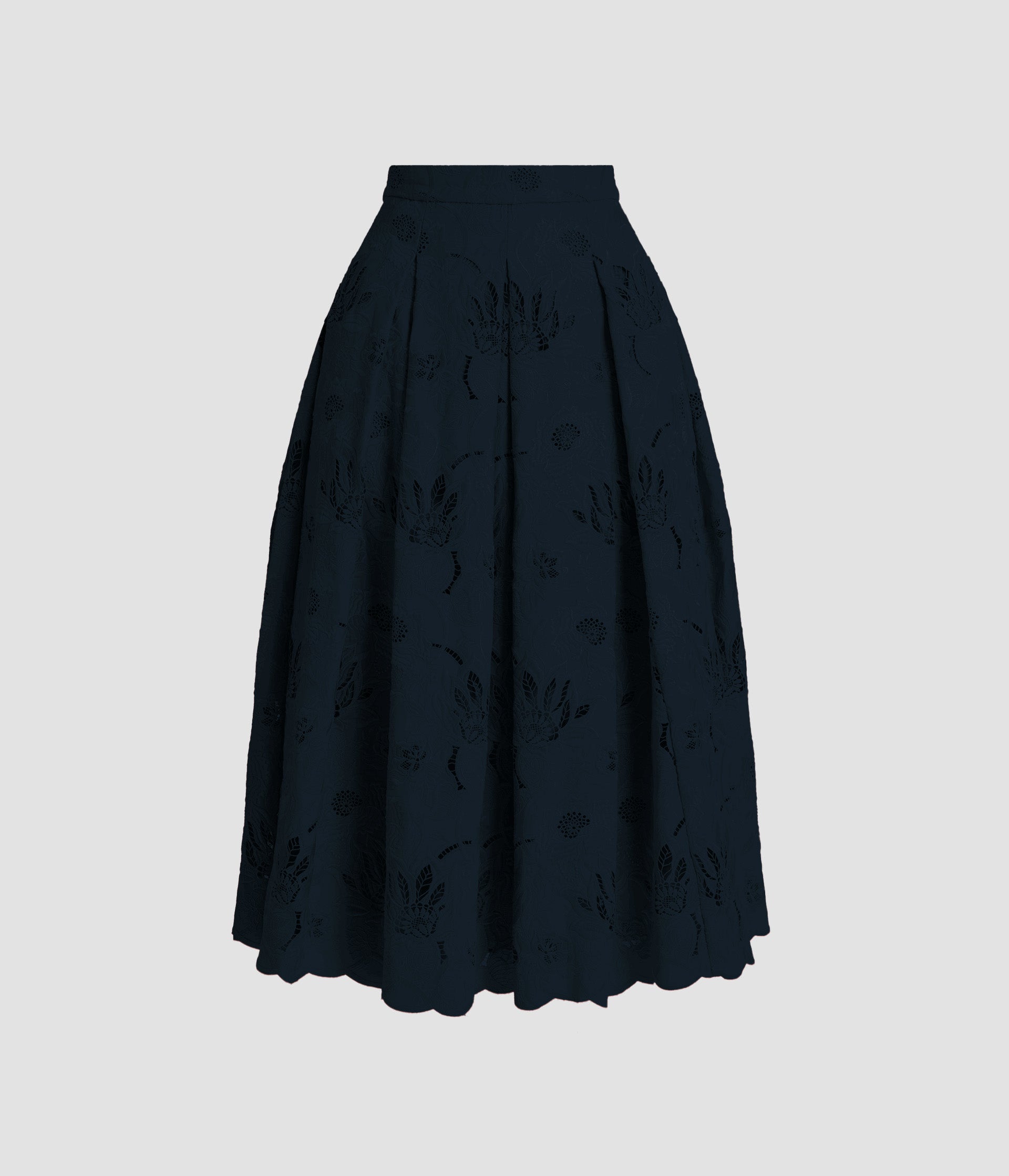 Floral Cotton Cutwork Midi Full Skirt