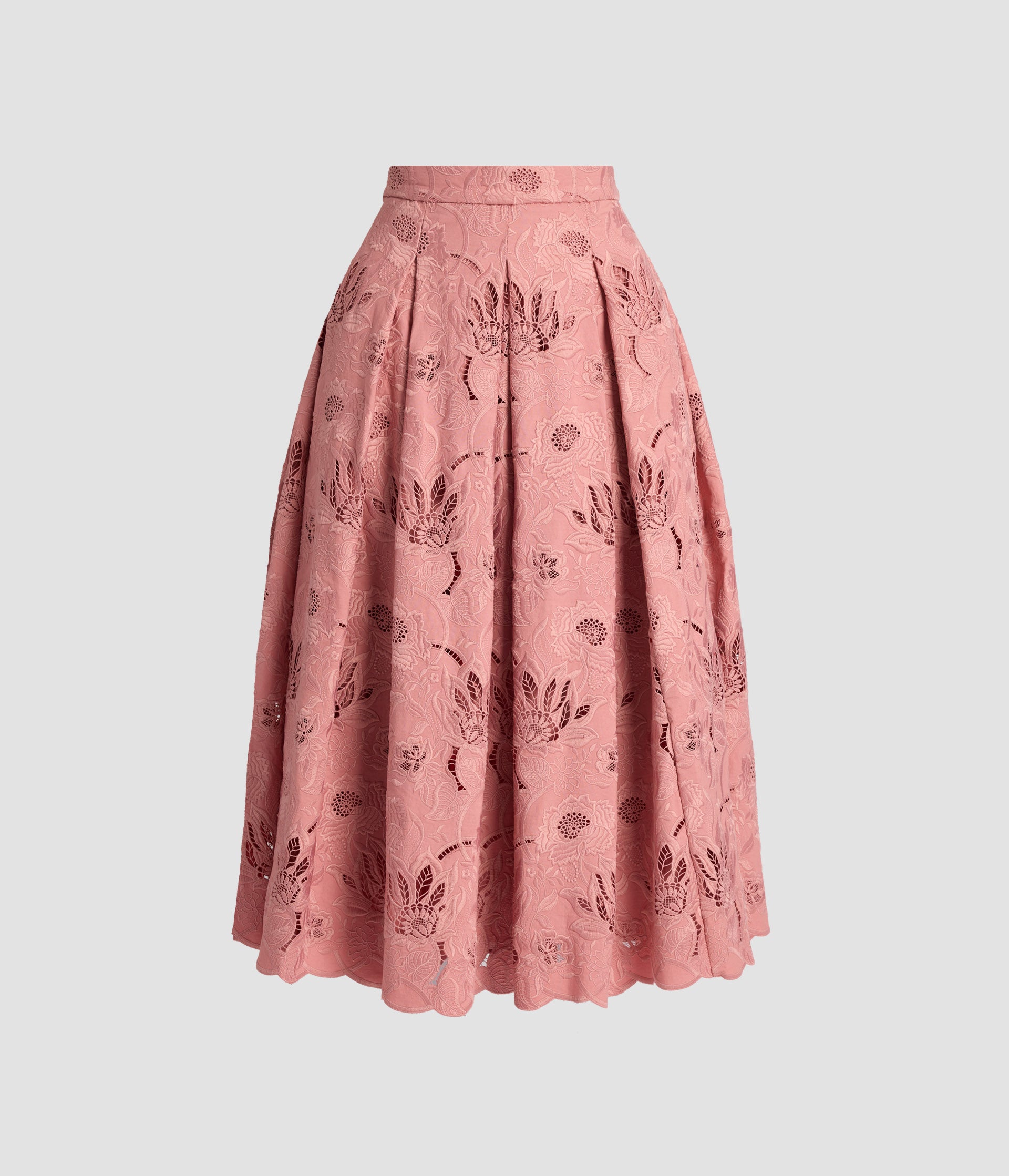 Floral Cotton Cutwork Midi Full Skirt
