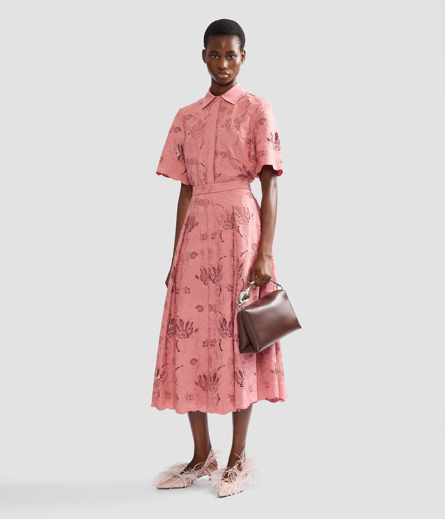 Floral Cotton Cutwork Midi Full Skirt