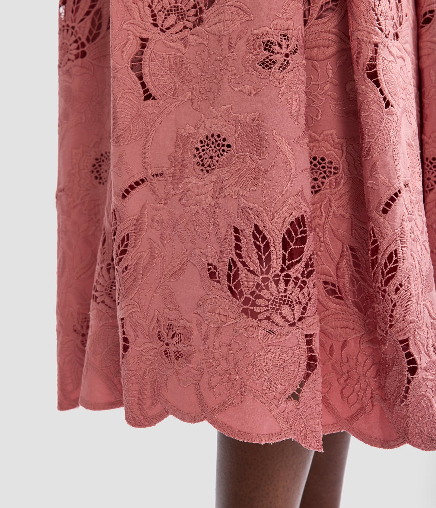 Floral Cotton Cutwork Midi Full Skirt