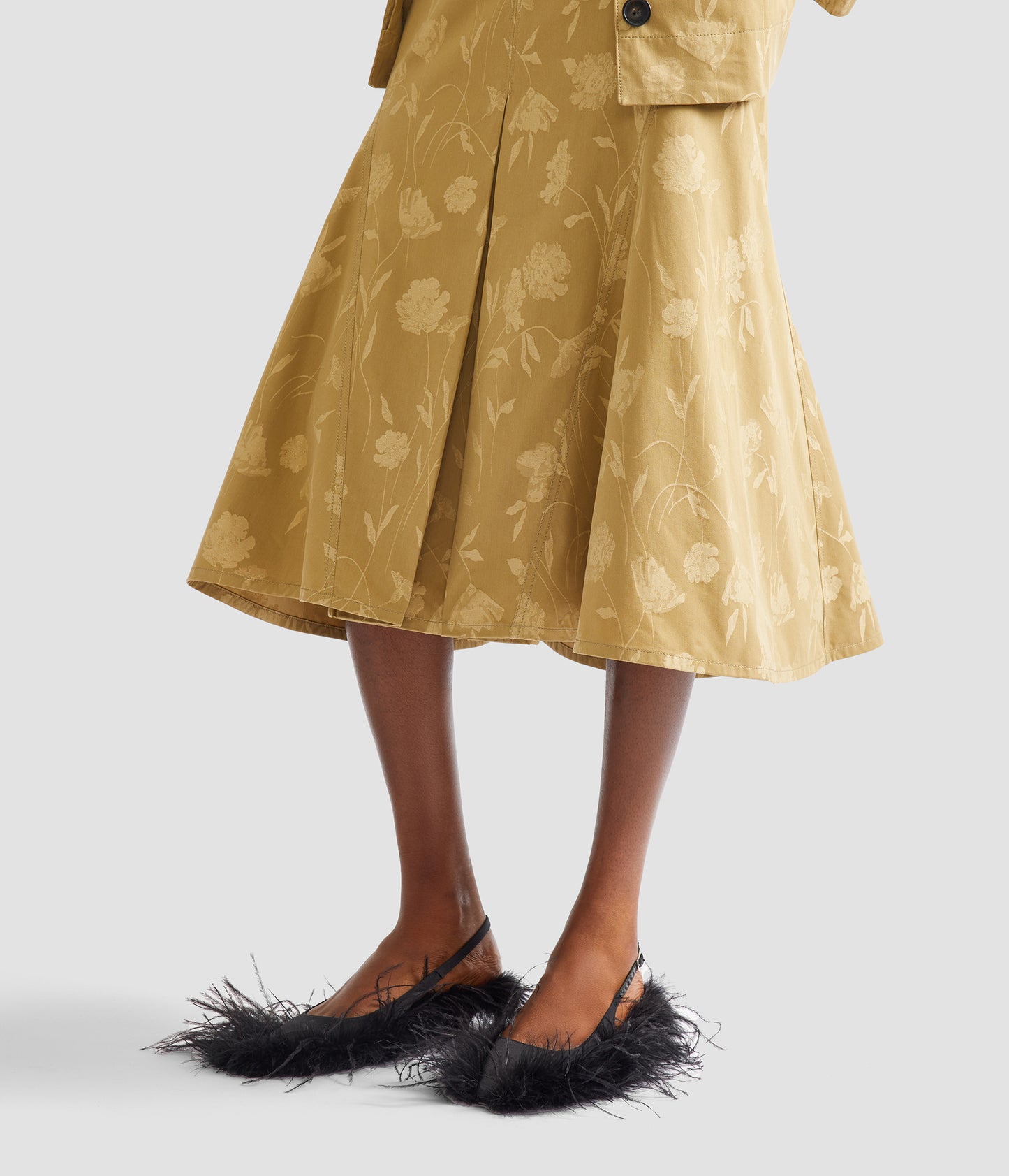 Poppy Cotton Jacquard Fluted Midi Skirt