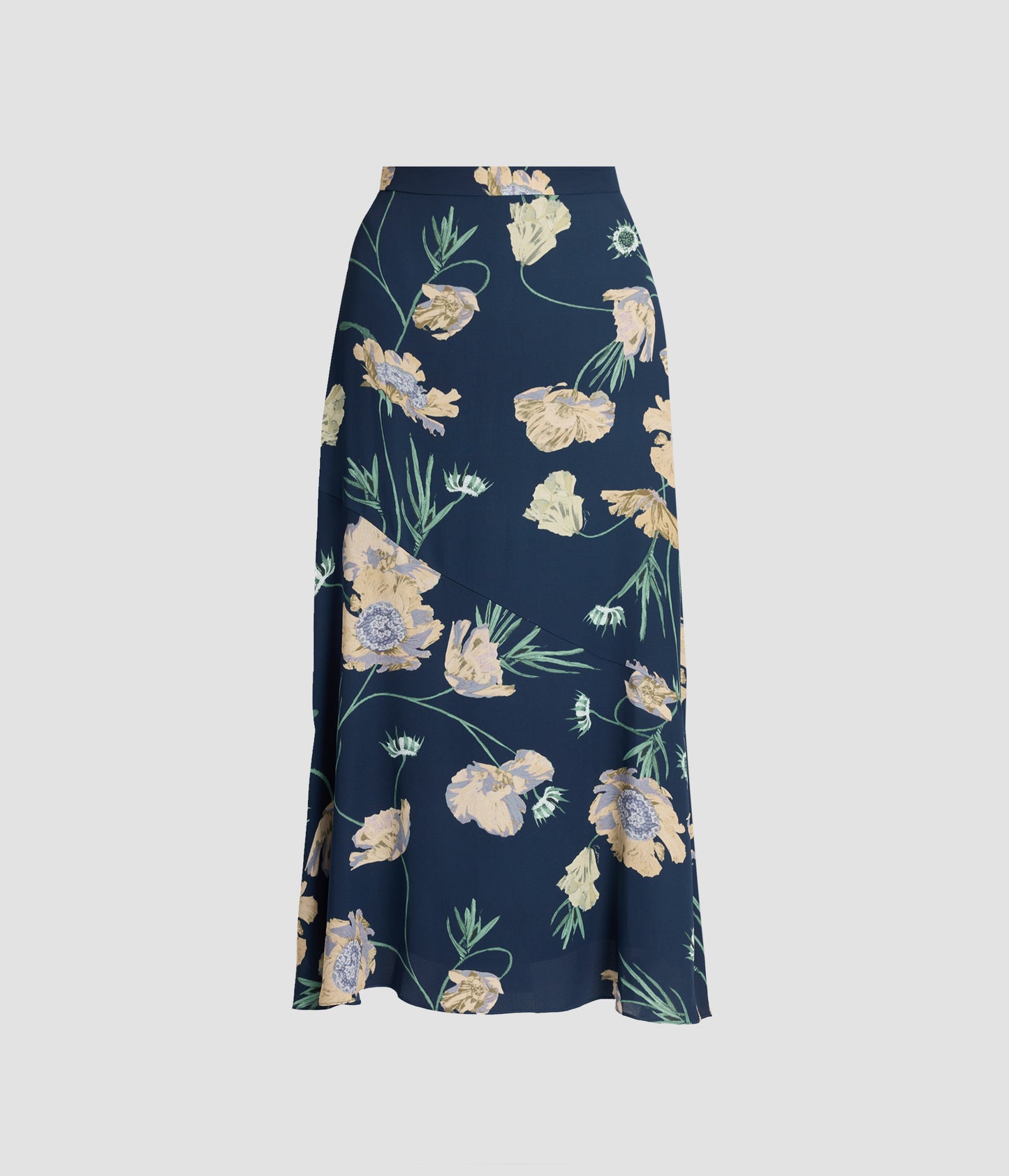 Floral Crepe A-Line Midi Skirt