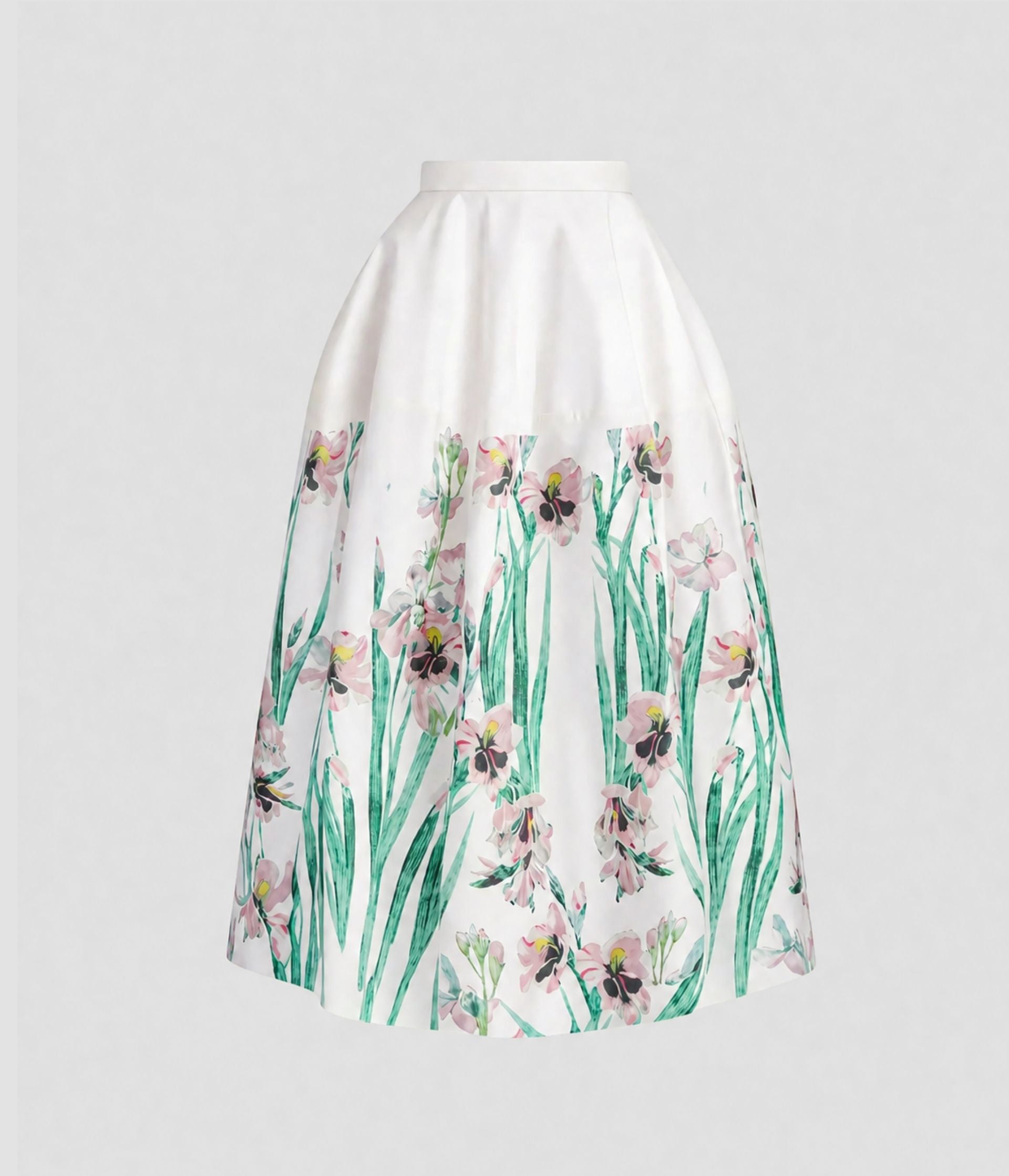 Floral Cotton Midi Full Skirt