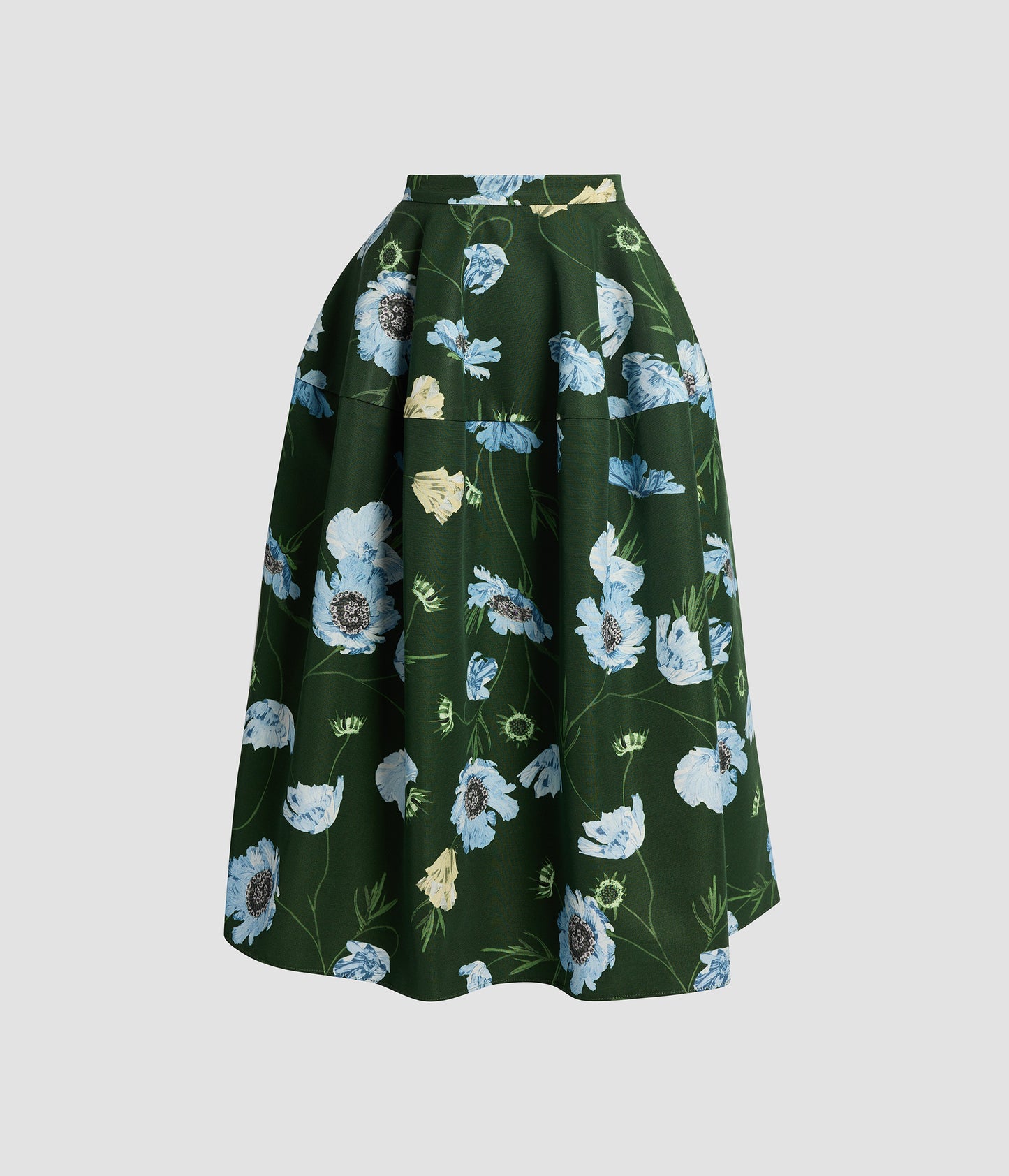 Floral Cotton Faille  Midi Full Skirt