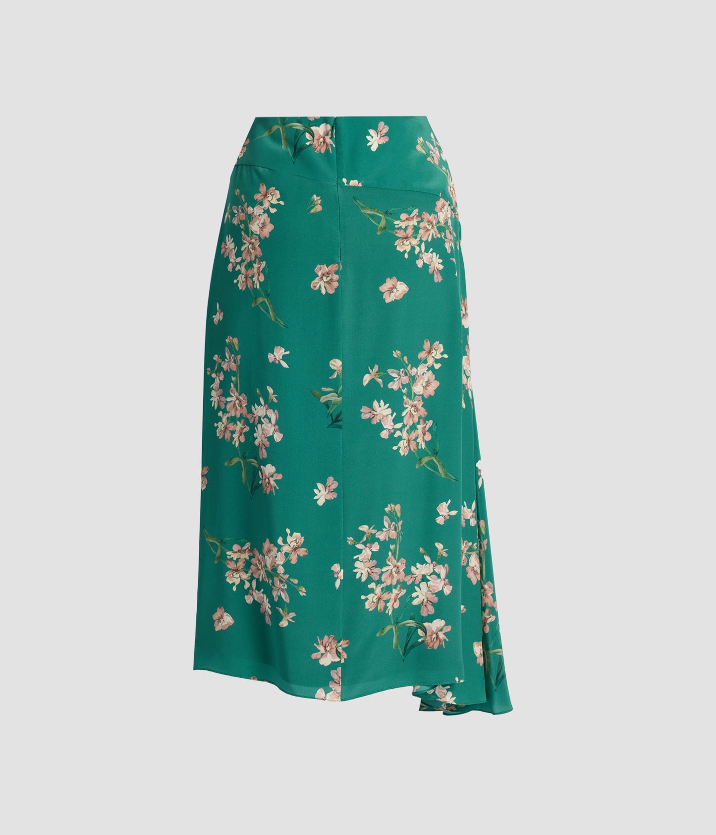 Floral Crepe De Chine Drape Midi Skirt