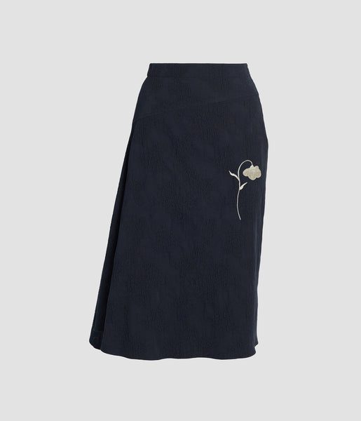 Flower Jacquard Drape Midi Skirt | Erdem.com – ERDEM