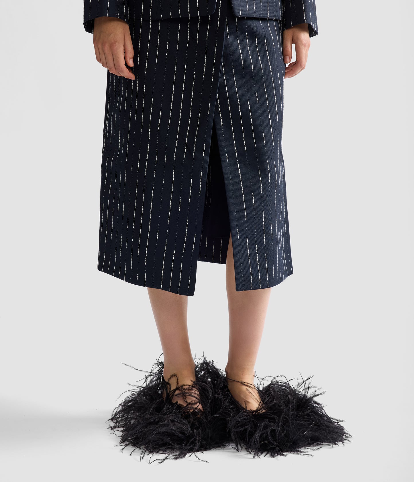 Stripe Tailoring Midi Pencil Skirt