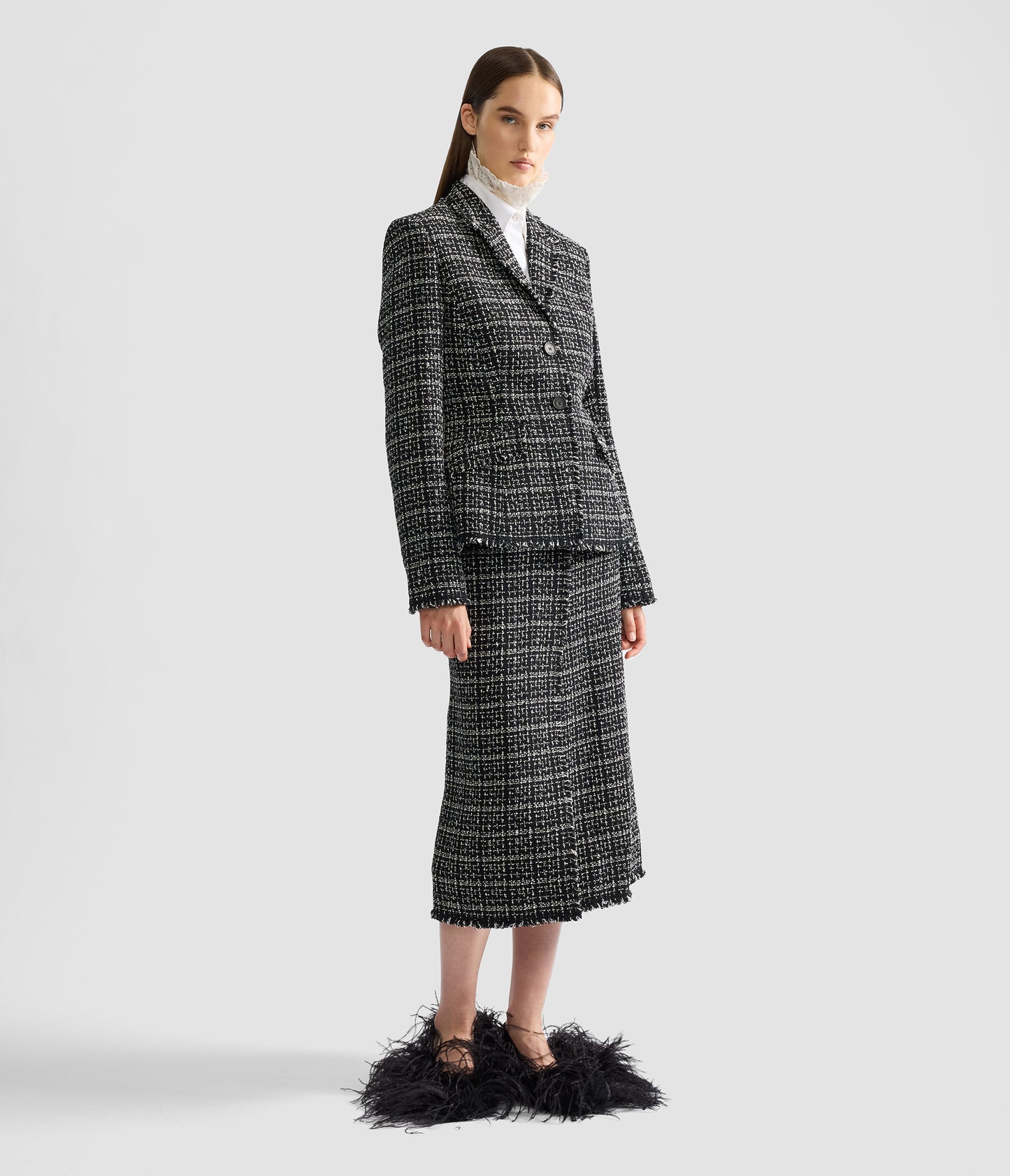 Tweed Midi Pencil Skirt
