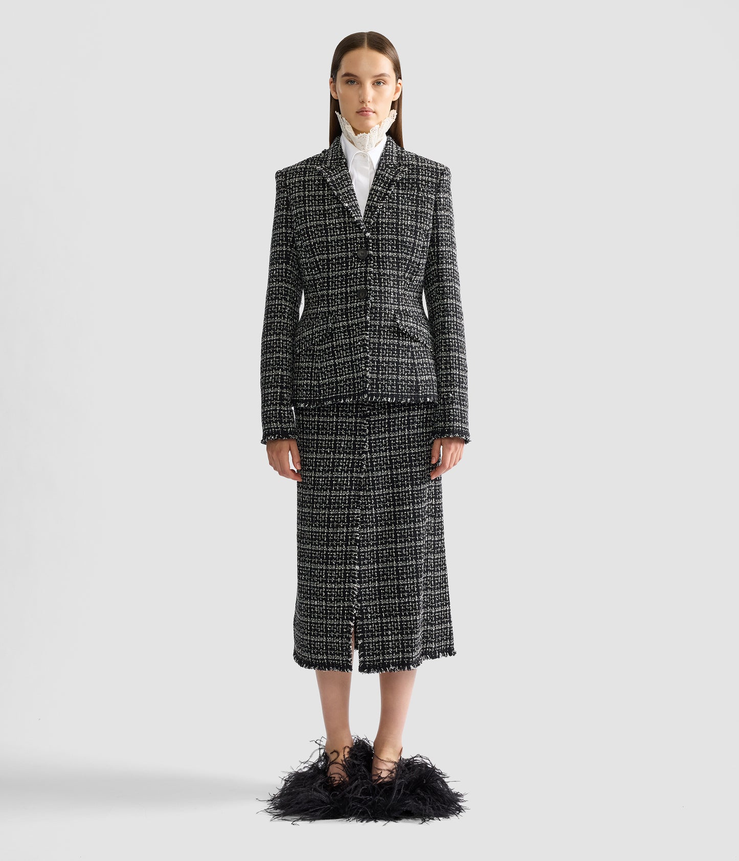 Tweed Midi Pencil Skirt