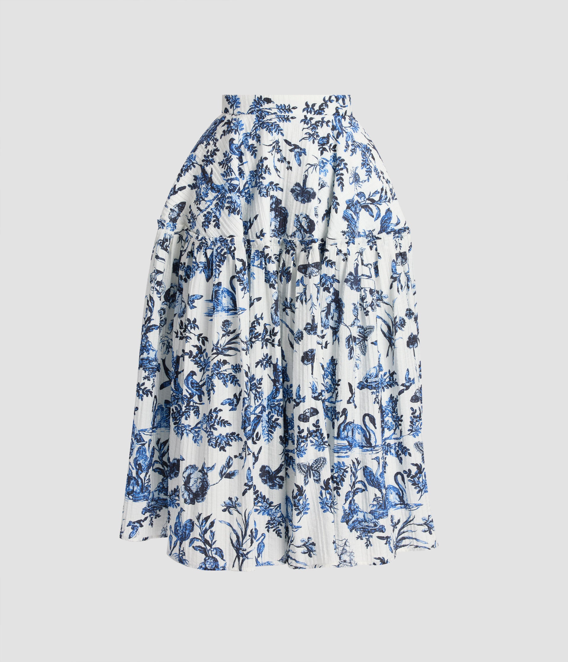 Crinkled Jacquard Midi Full Skirt