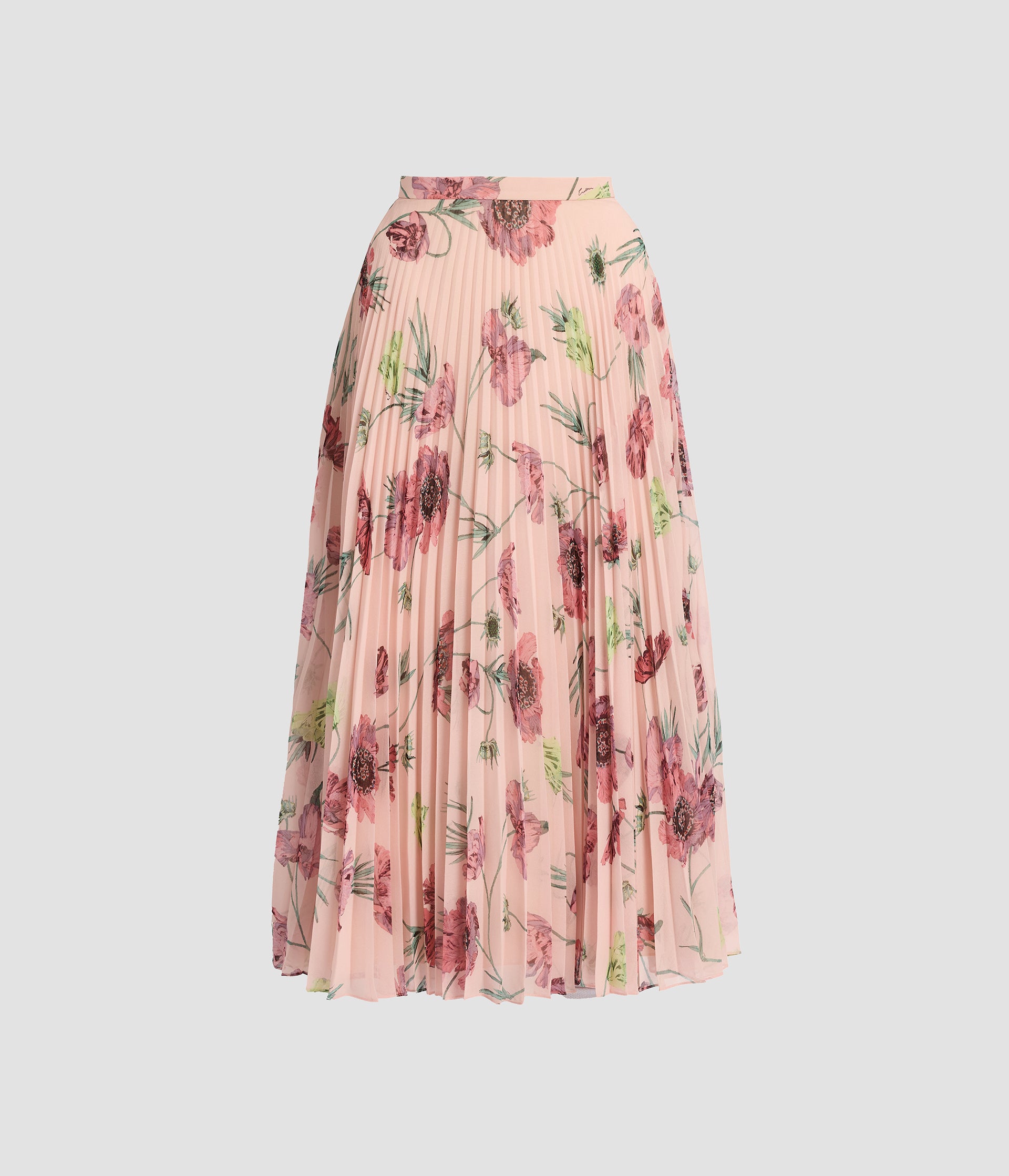 Floral Pleatable Voile Midi Skirt