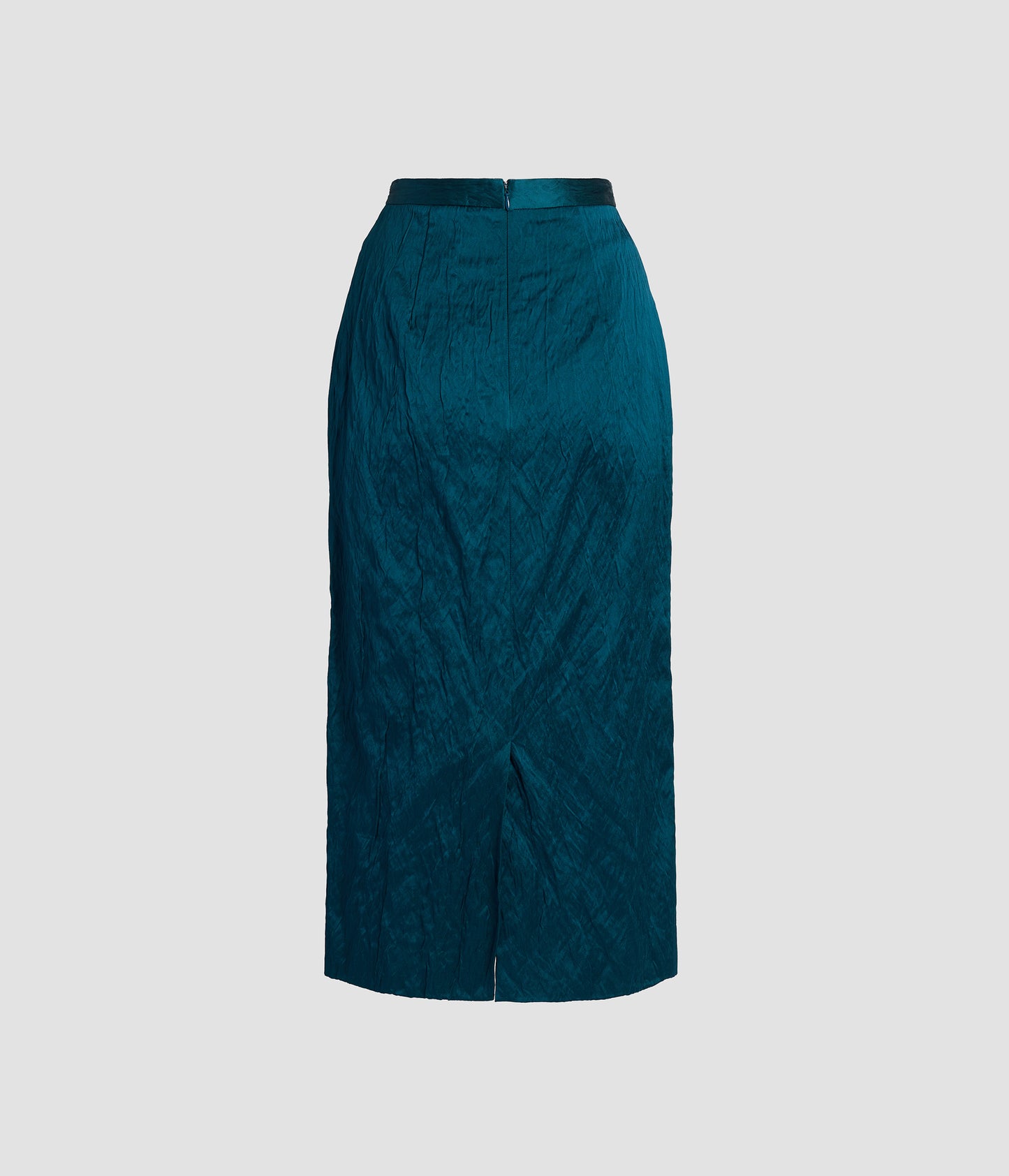 Embroidered Textured Satin Midi Pencil Skirt