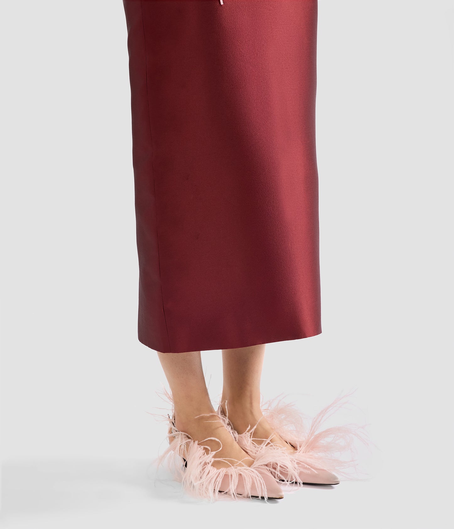 Embroidered Mikado Midi Pencil Skirt