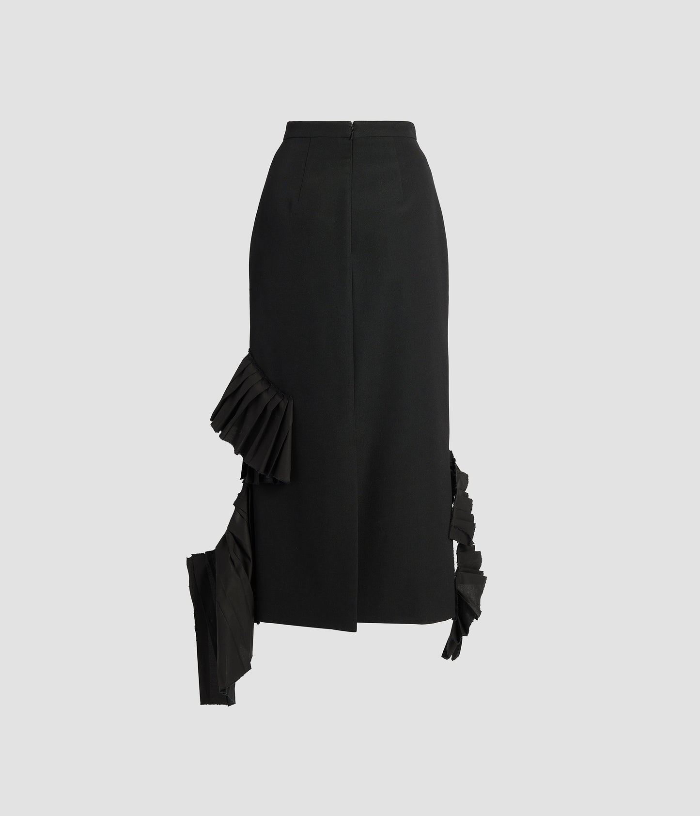 Embroidered Grain De Poudre Midi Pencil Skirt