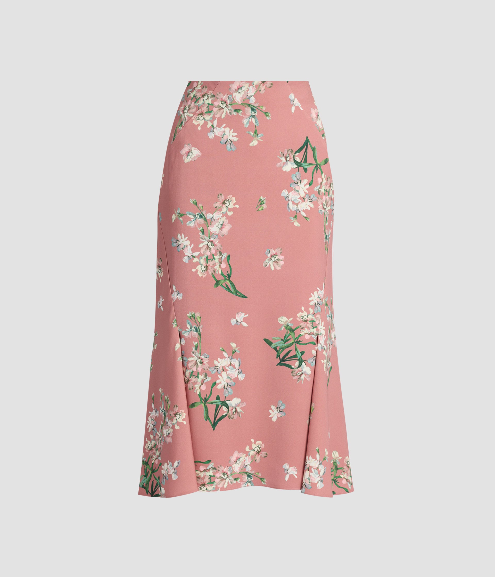 Floral Stretch Cady Fluted Midi Skirt