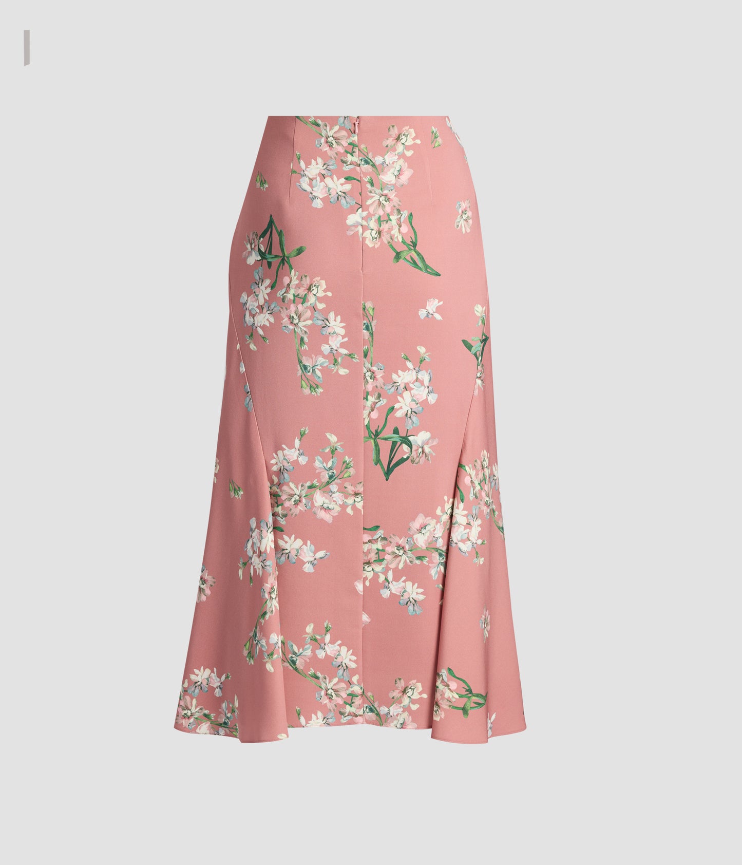 Floral Stretch Cady Fluted Midi Skirt