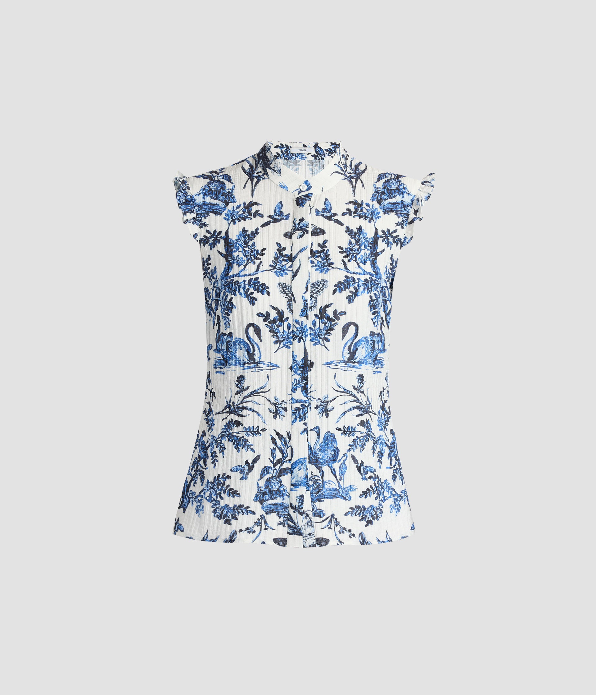 Crinkled Jacquard Sleeveless Shirt