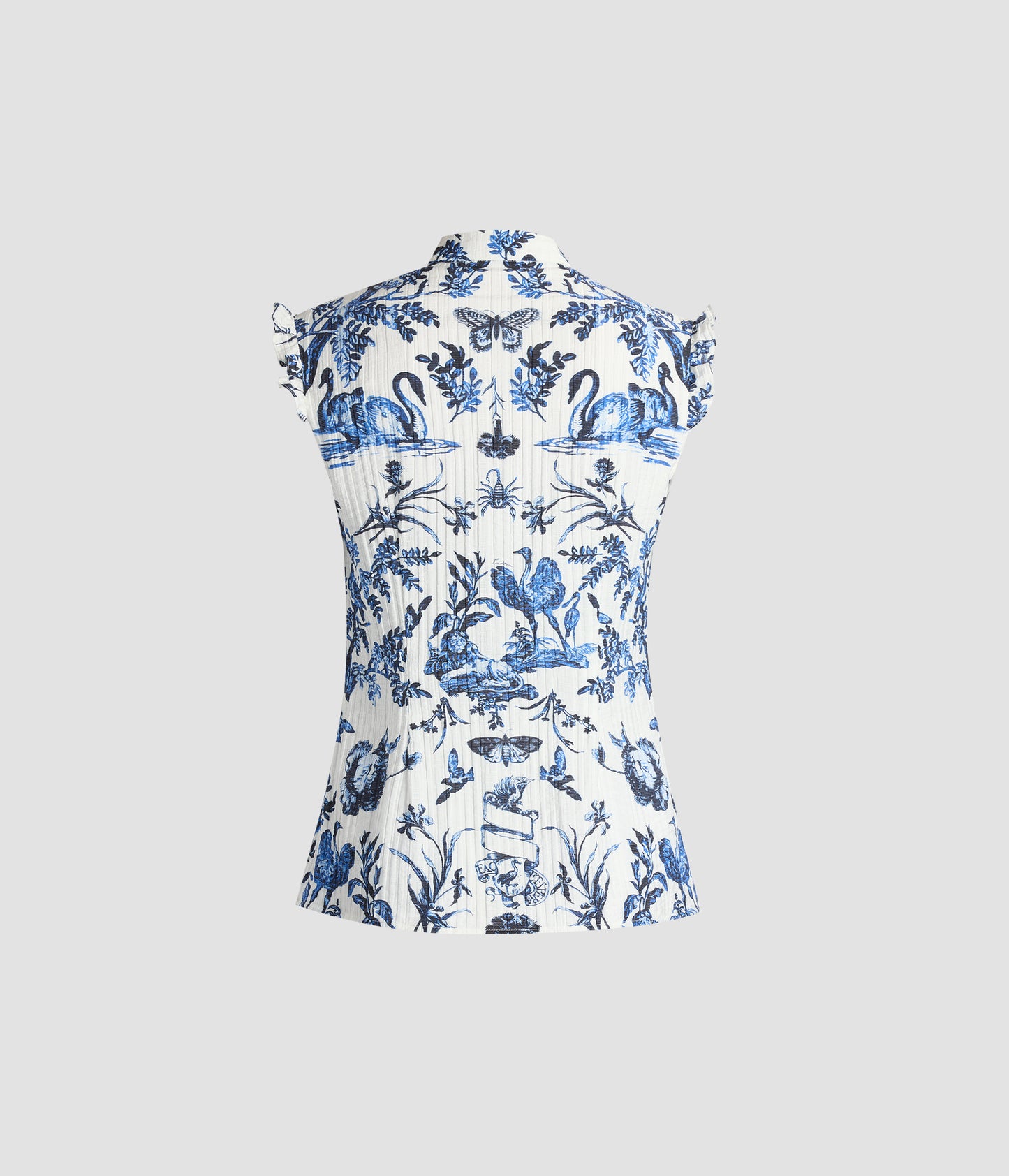 Crinkled Jacquard Sleeveless Shirt
