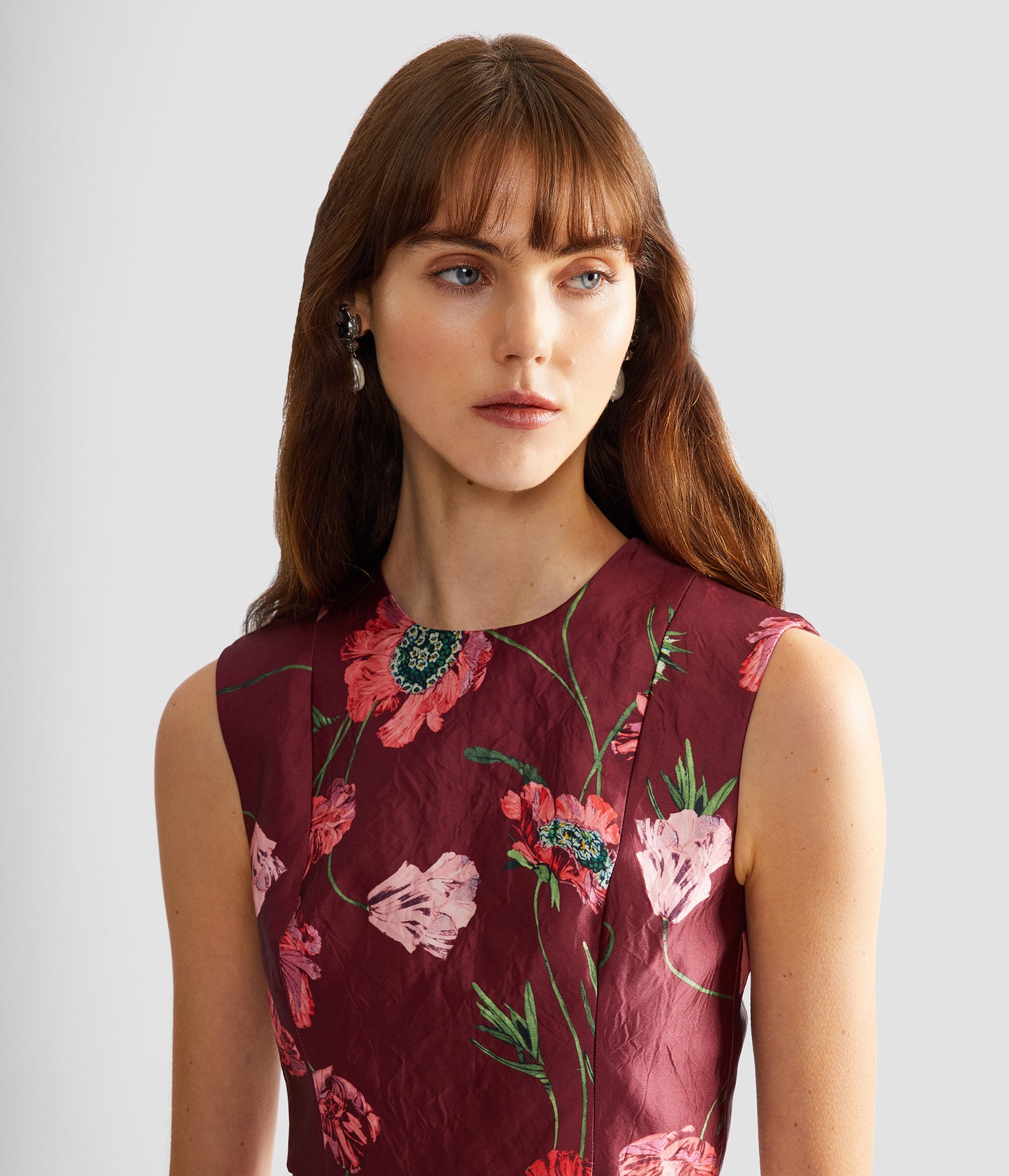 Floral Textured Satin Crop Top